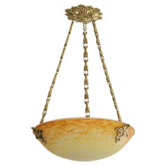Daum French Art Deco Pendant Chandelier, 1918-1920