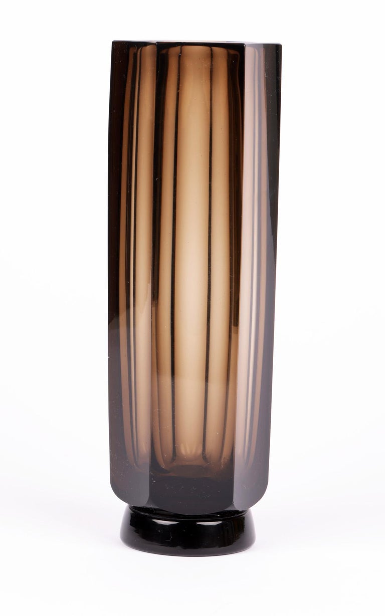 Daum French Art Deco Slice Cut Art Glass Vase 4