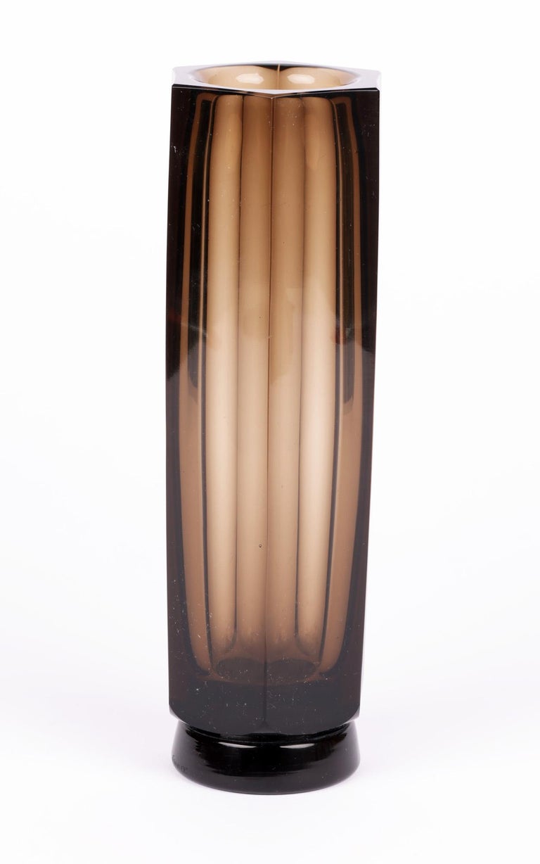 Daum French Art Deco Slice Cut Art Glass Vase 7