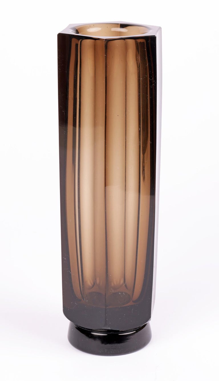 Daum French Art Deco Slice Cut Art Glass Vase 1
