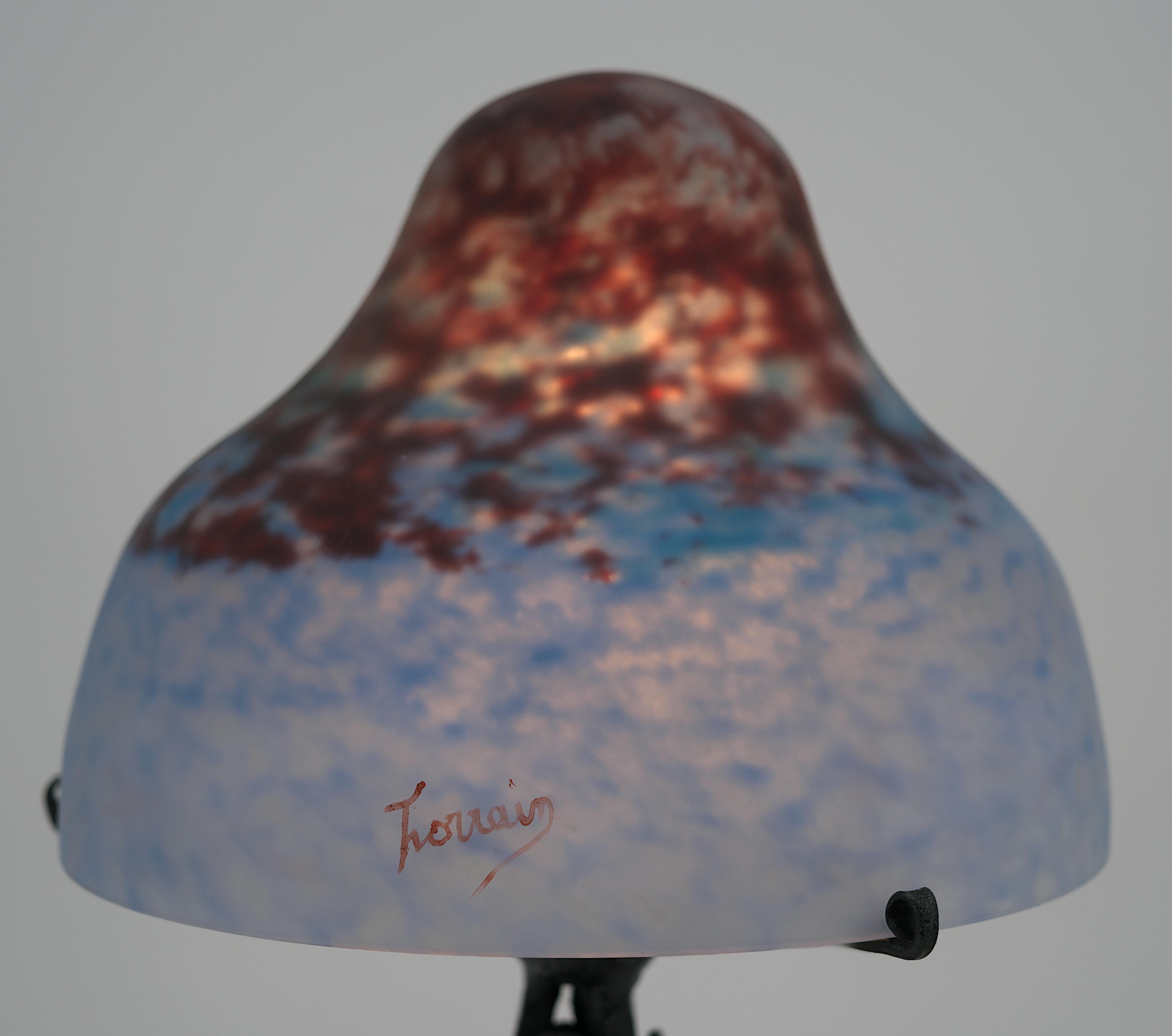 Lampe de table Art déco française Daum, années 1920 Excellent état - En vente à Saint-Amans-des-Cots, FR