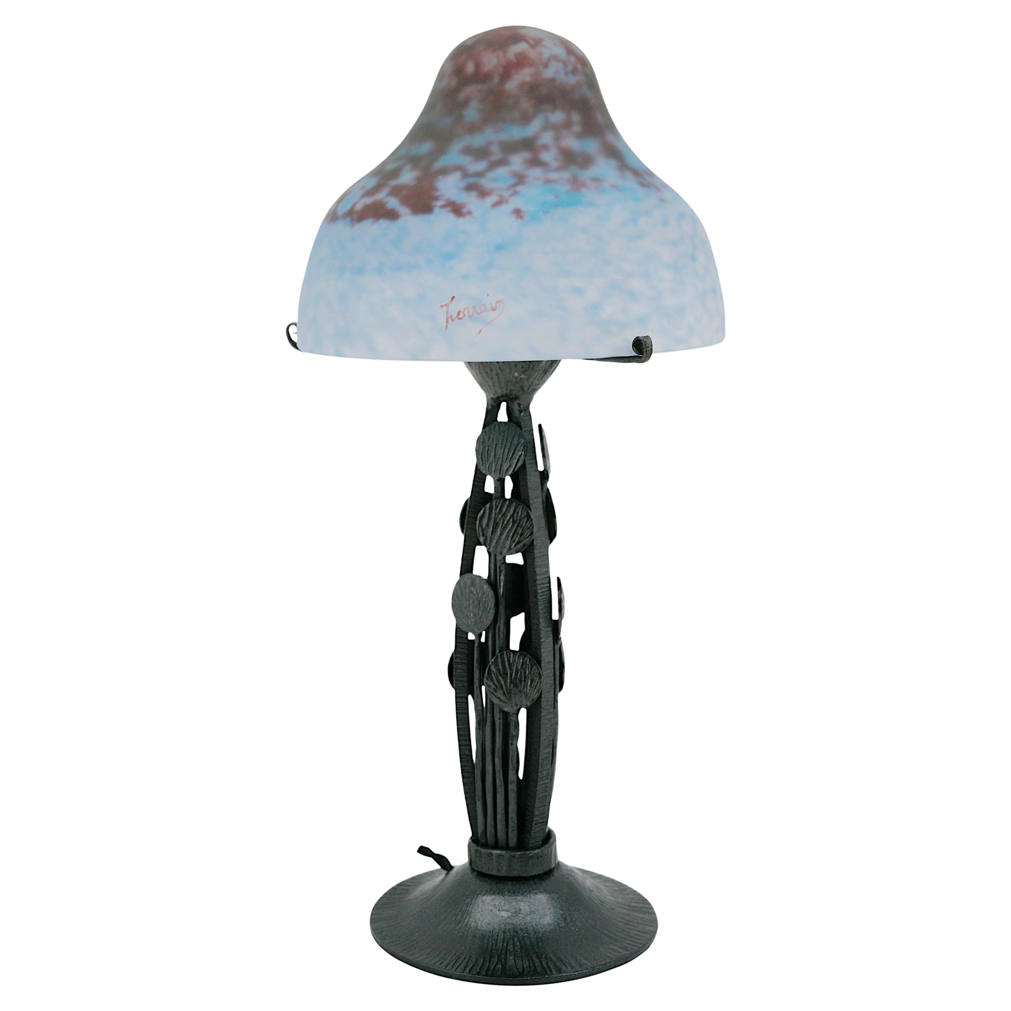 Daum French Art Deco Table Lamp, 1920s For Sale