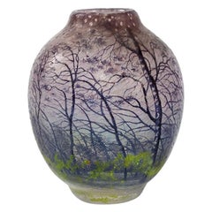 Daum French Art Nouveau "Arbres et Vent Sous La Pluie" Vase