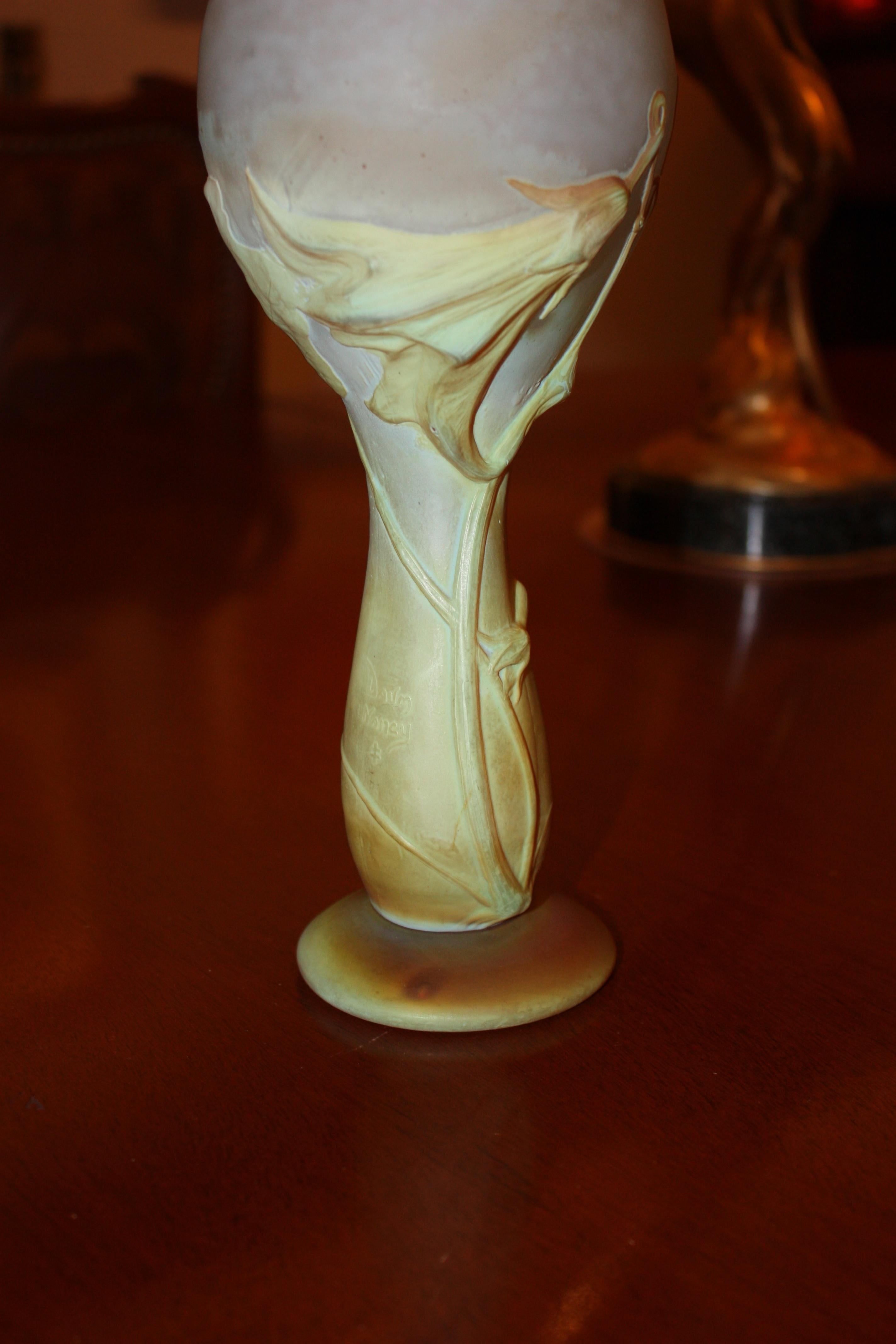 20th Century Daum French Art Nouveau Cameo Glass Vase