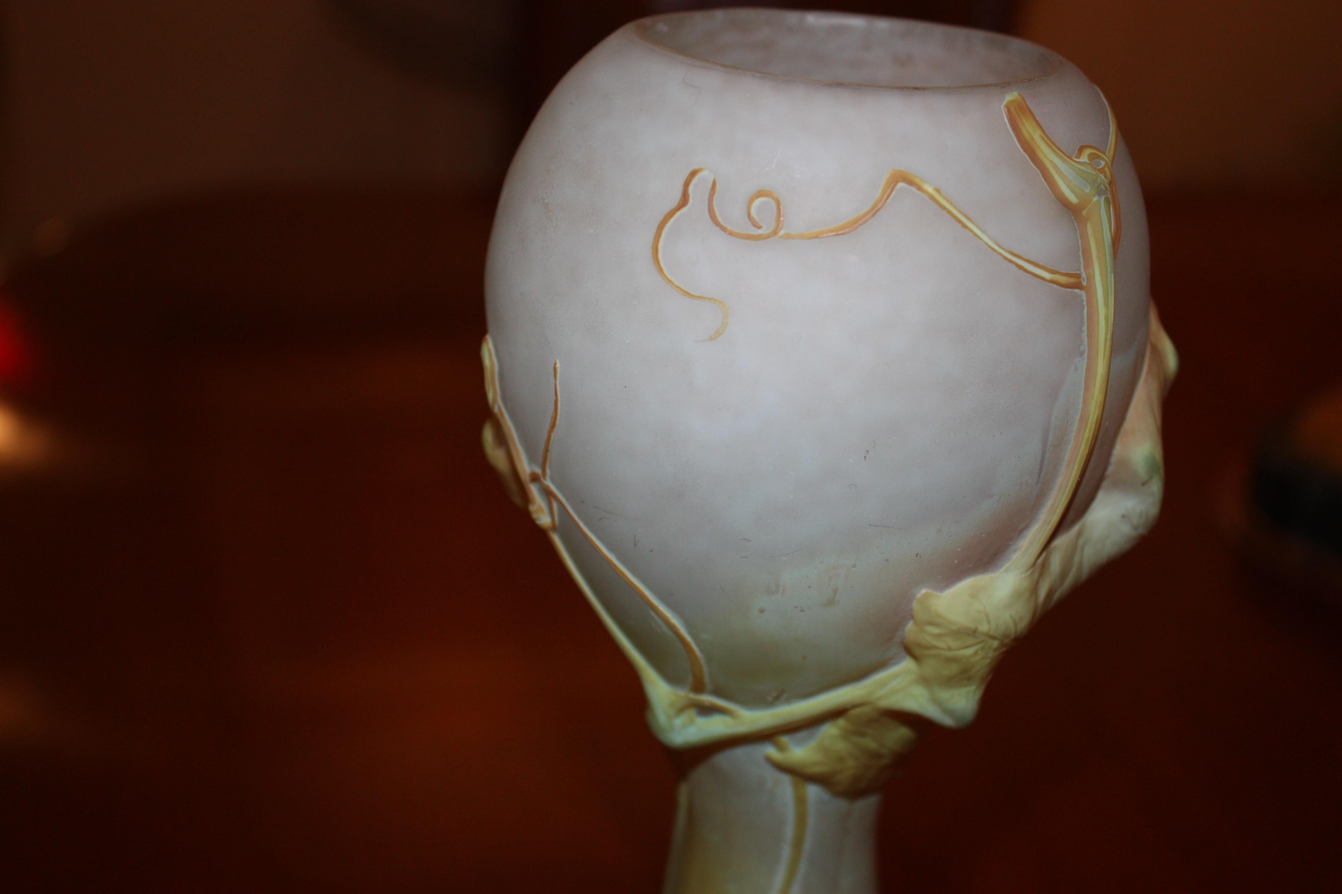 Art Glass Daum French Art Nouveau Cameo Glass Vase