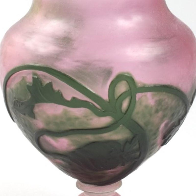 Art Glass Daum French Art Nouveau Cameo Glass Vase For Sale