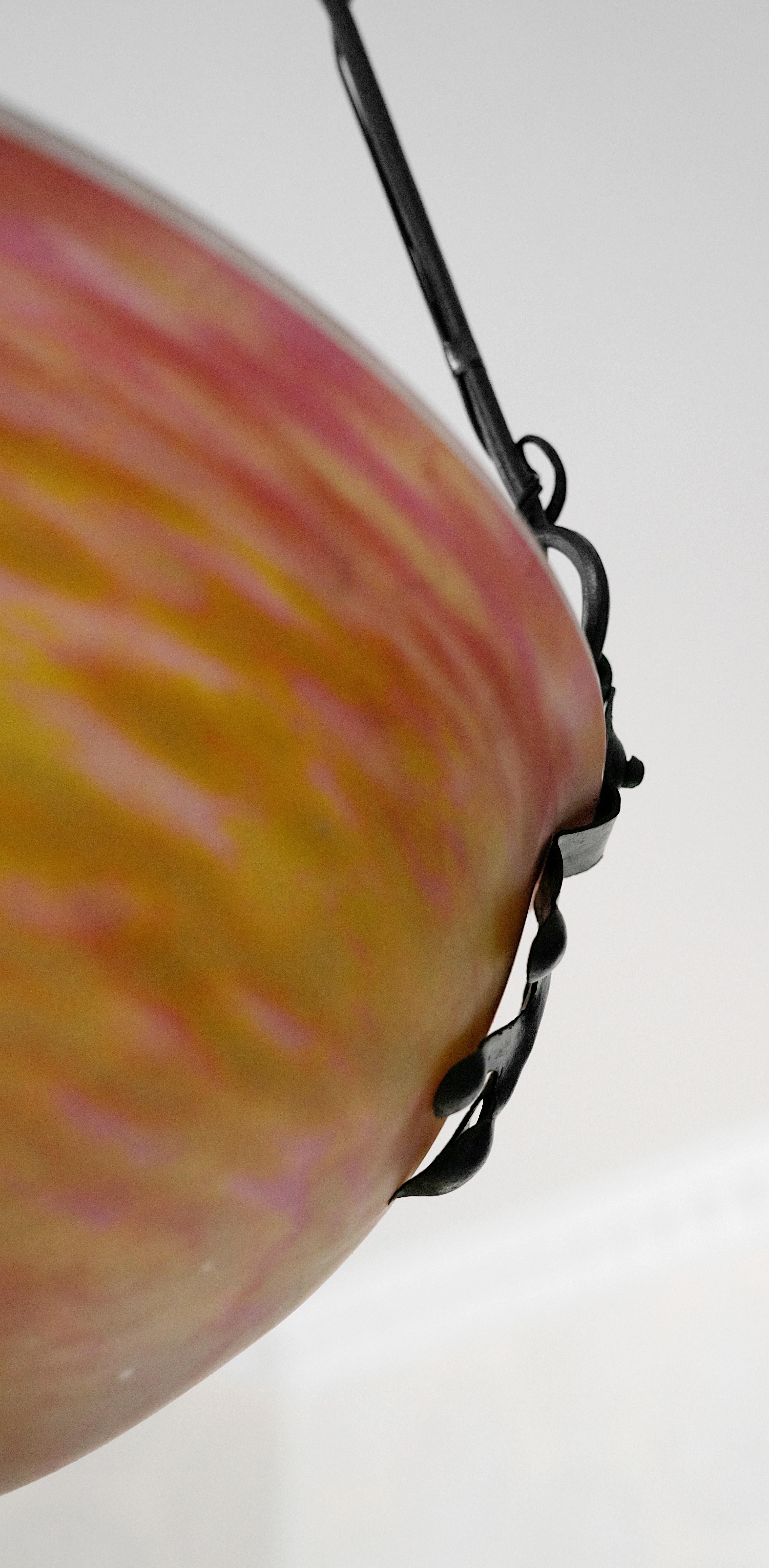 DAUM French Art Nouveau / Deco Pendant Chandelier, 1910-1915 For Sale 4