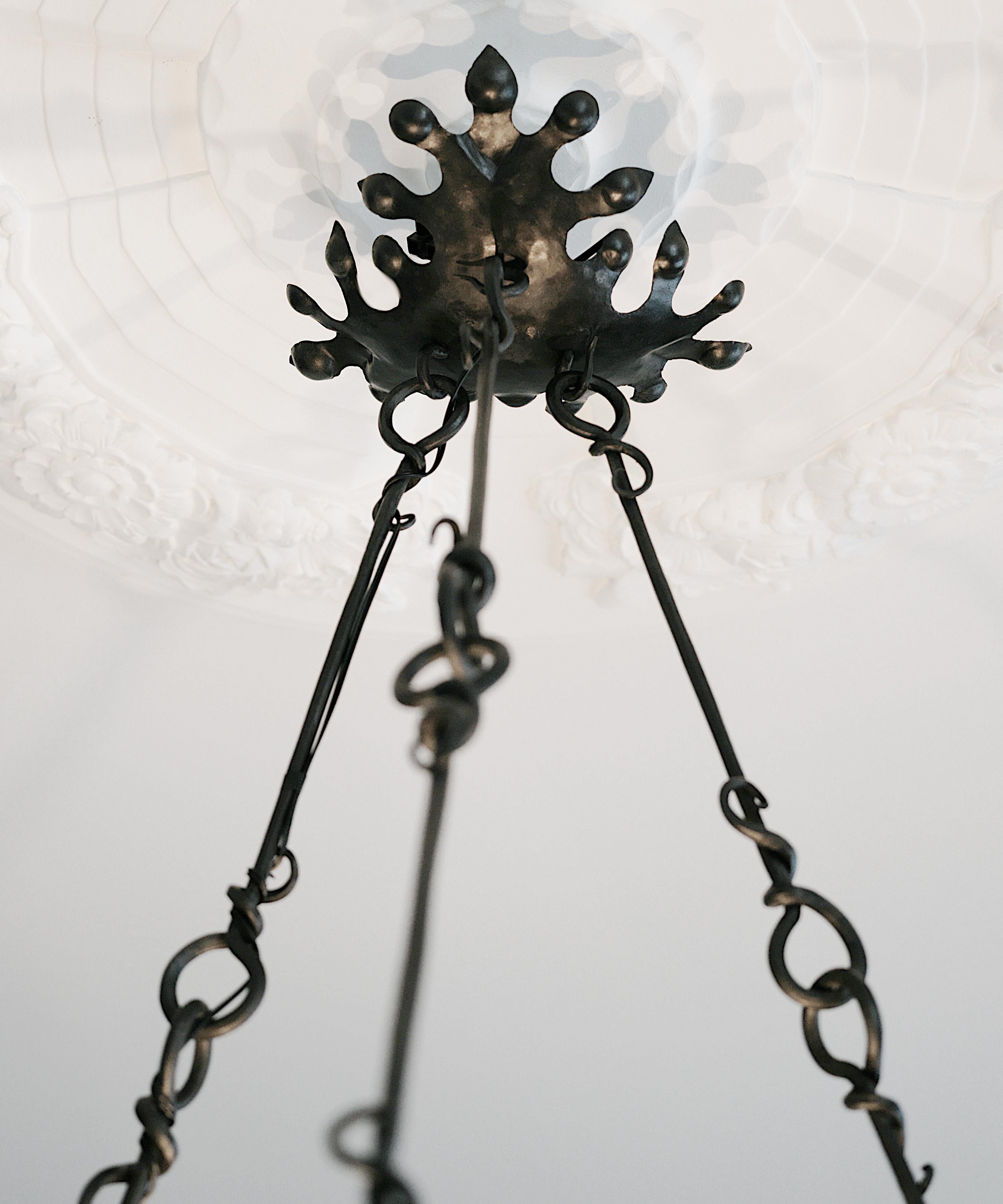 DAUM French Art Nouveau / Deco Pendant Chandelier, 1910-1915 For Sale 6