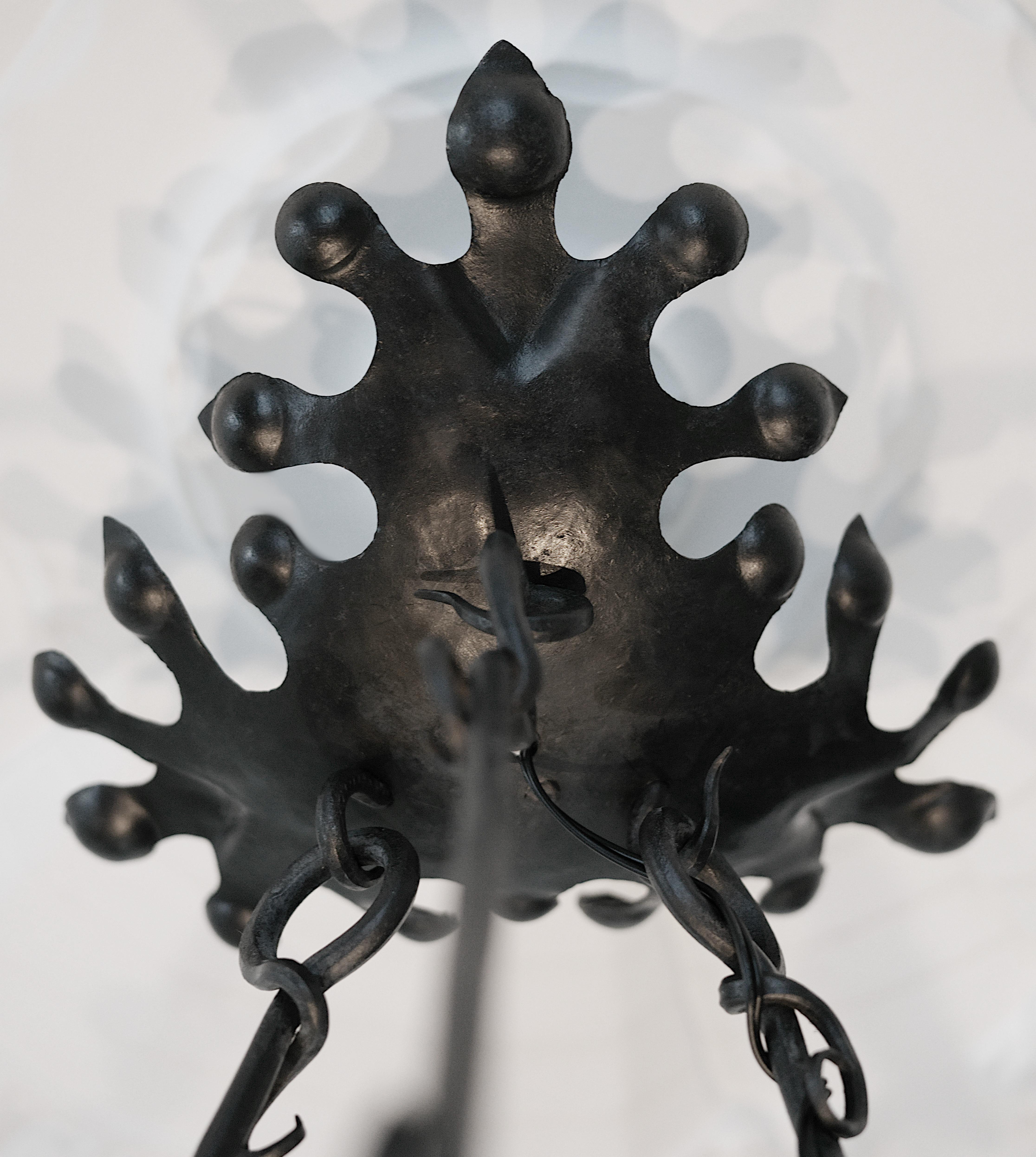 DAUM French Art Nouveau / Deco Pendant Chandelier, 1910-1915 For Sale 7