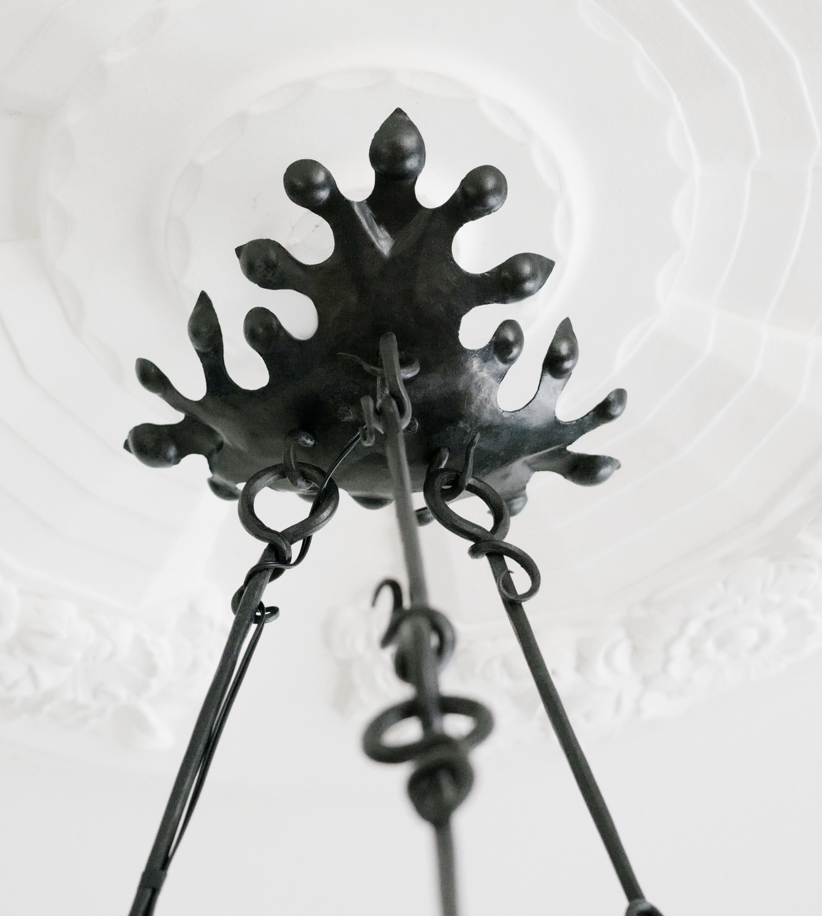 DAUM French Art Nouveau / Deco Pendant Chandelier, 1910-1915 For Sale 8