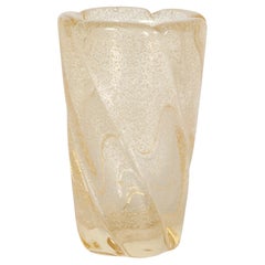 Daum French Crystal Modern Gold Ribbed Bubble Vase