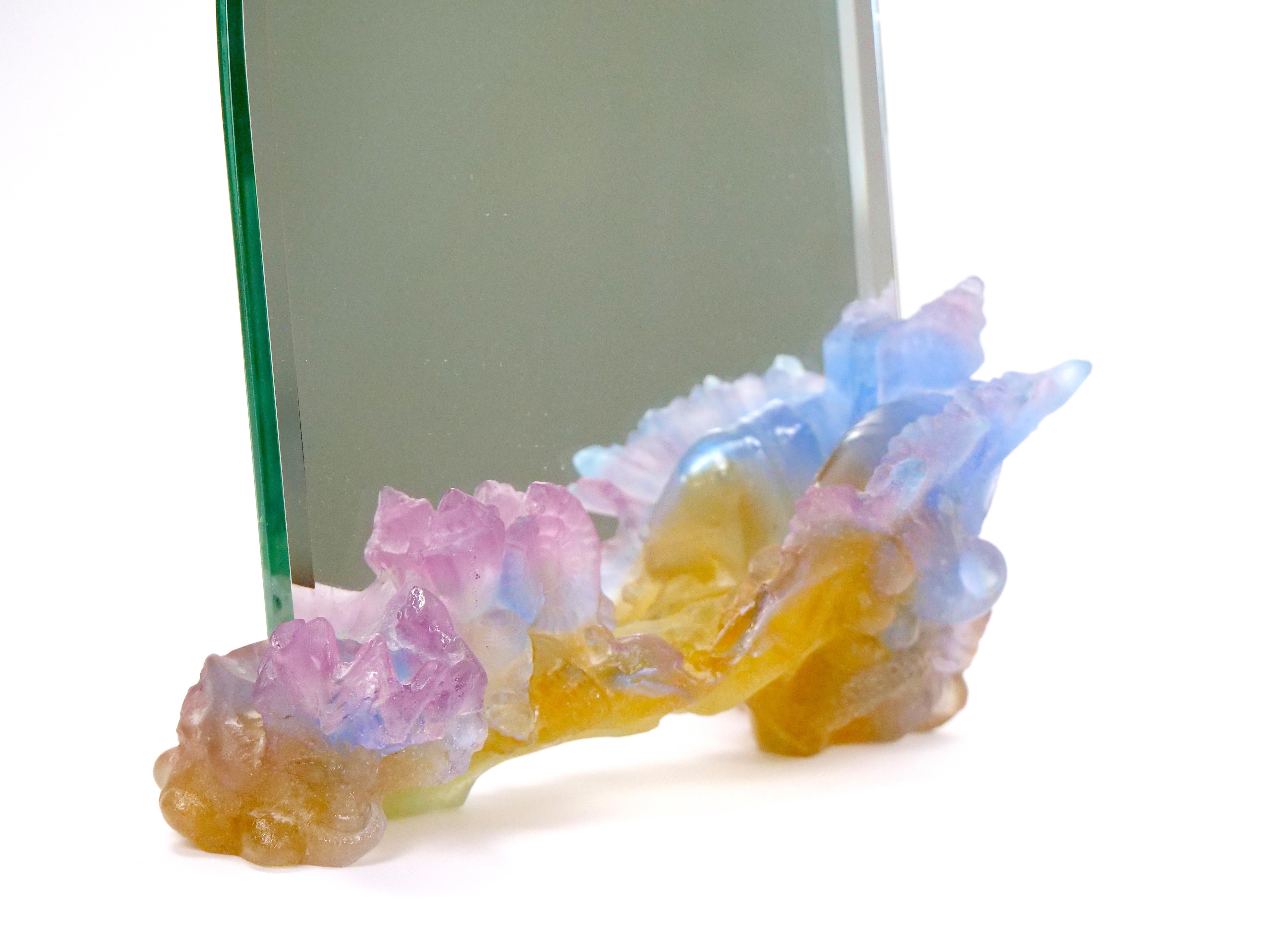 Daum French Crystal Pate-de-Verre Glass Vanity Table MIrror 6