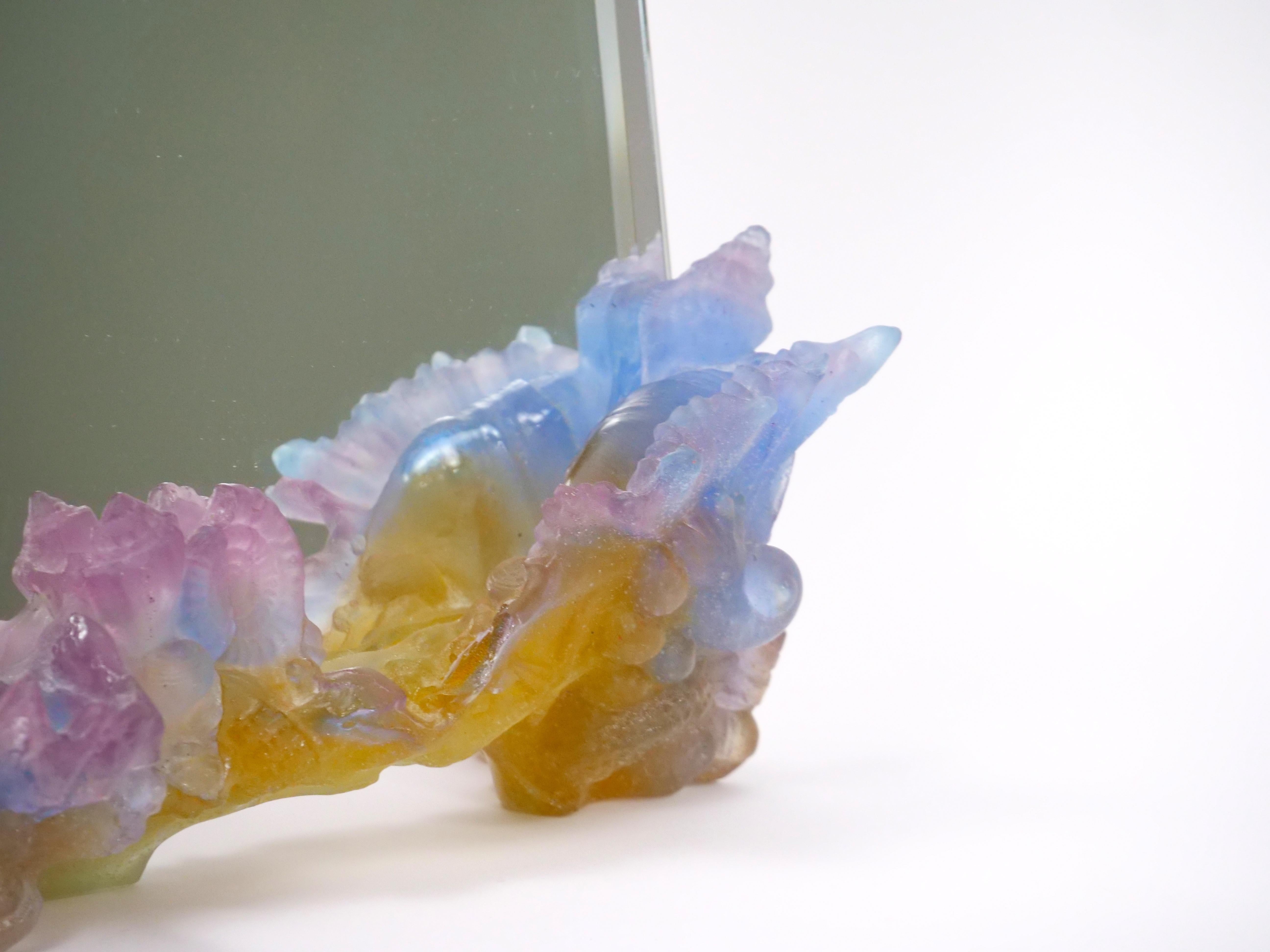 Daum French Crystal Pate-de-Verre Glass Vanity Table MIrror 7