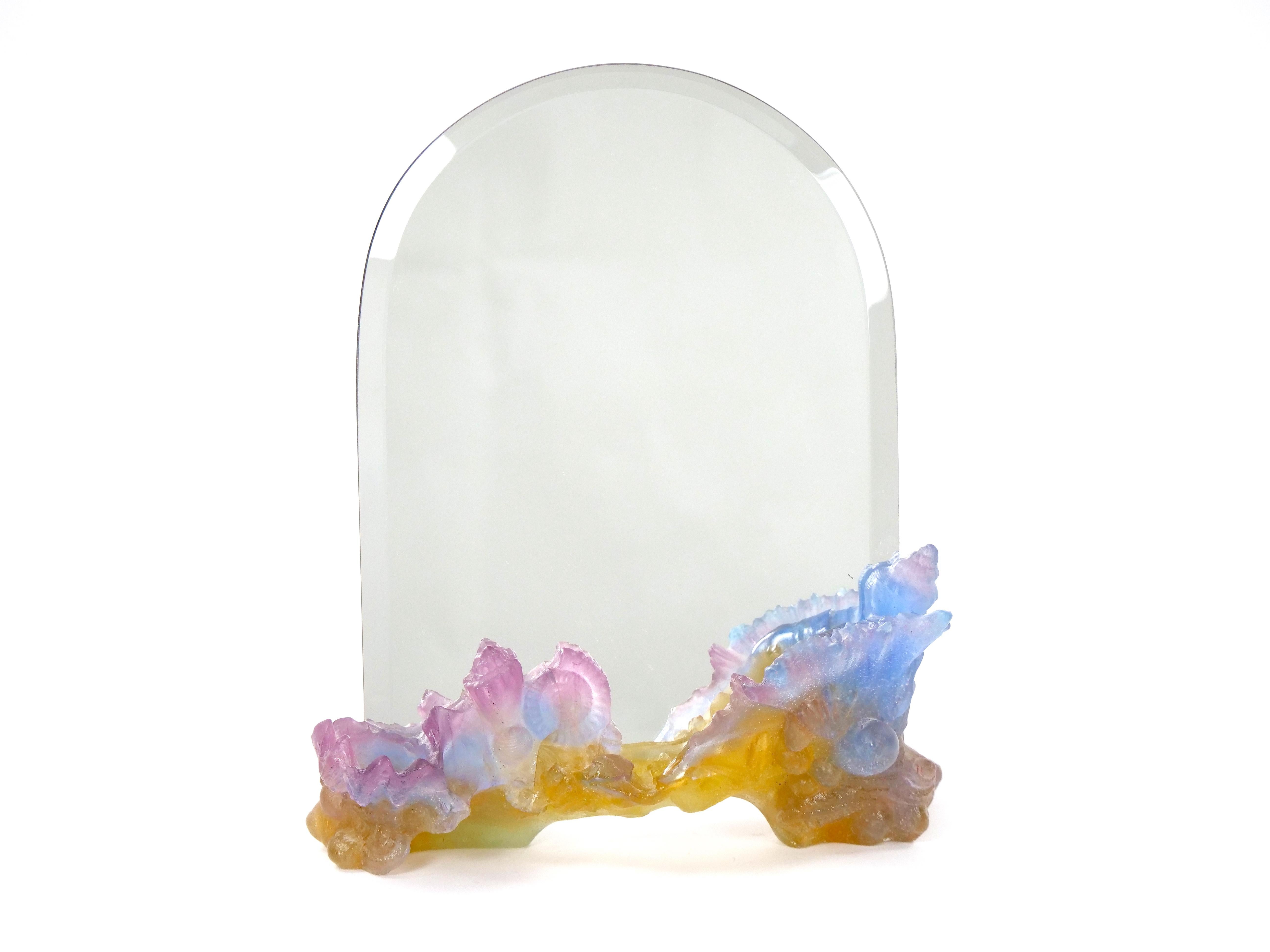Daum French Crystal Pate-de-Verre Glass Vanity Table MIrror 11