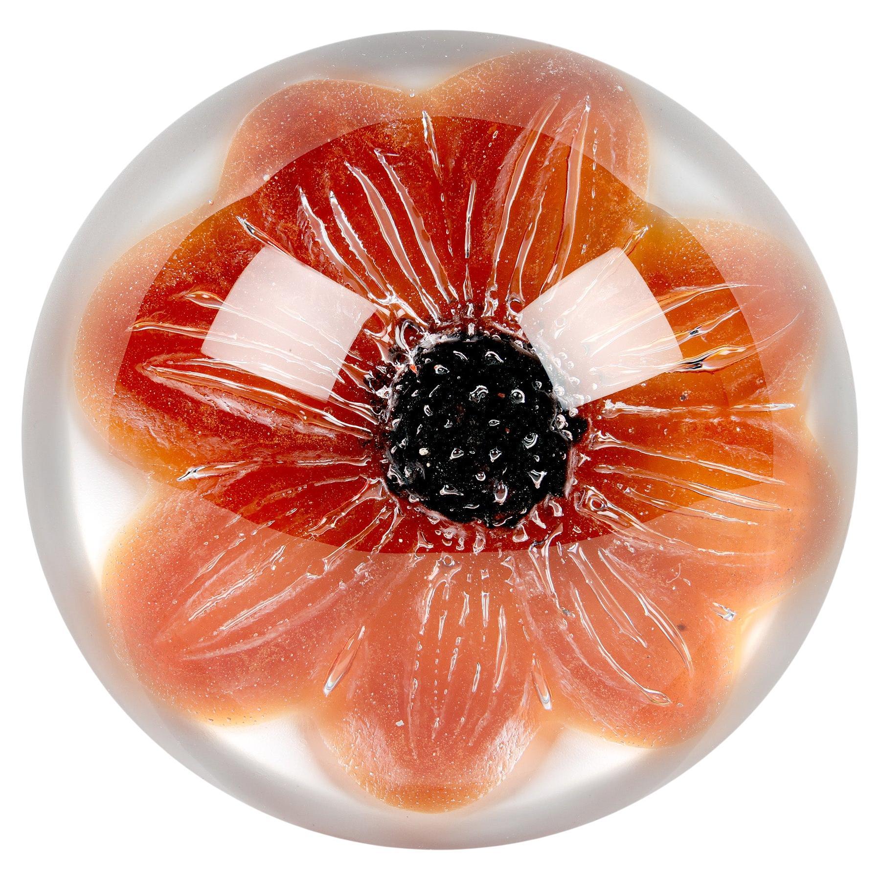 Daum French Glass Floral Paperweight