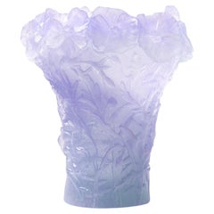 Used Daum French Pate de Verre Hibiscus Lavender Vase