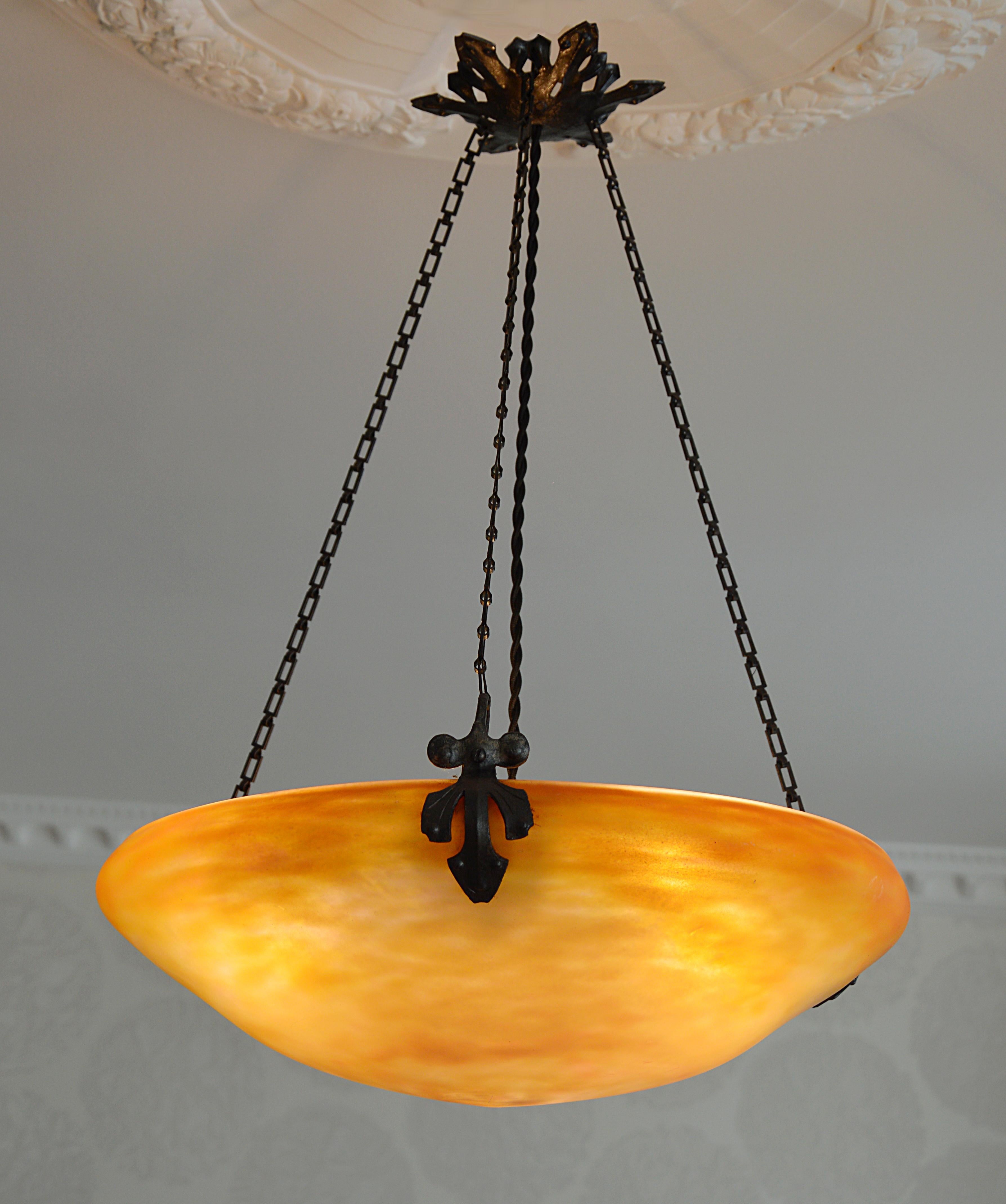 Early 20th Century Daum French Pendant Chandelier, 1900-1905