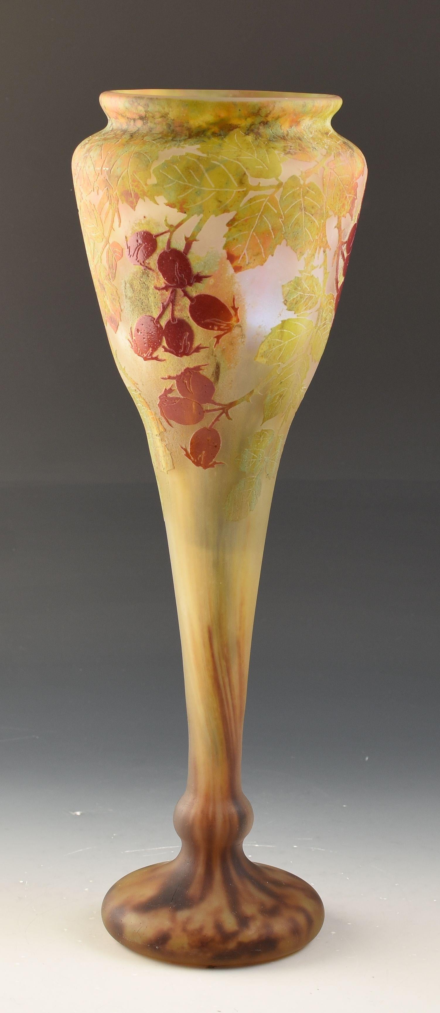 French Daum Freres CAMEO GLASS VASE C.1900 For Sale