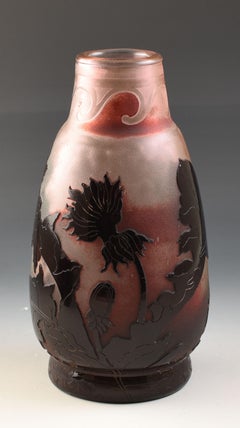 Daum freres RARE ACID CUT FIRE POLISHED CAMEO VASE C.1895