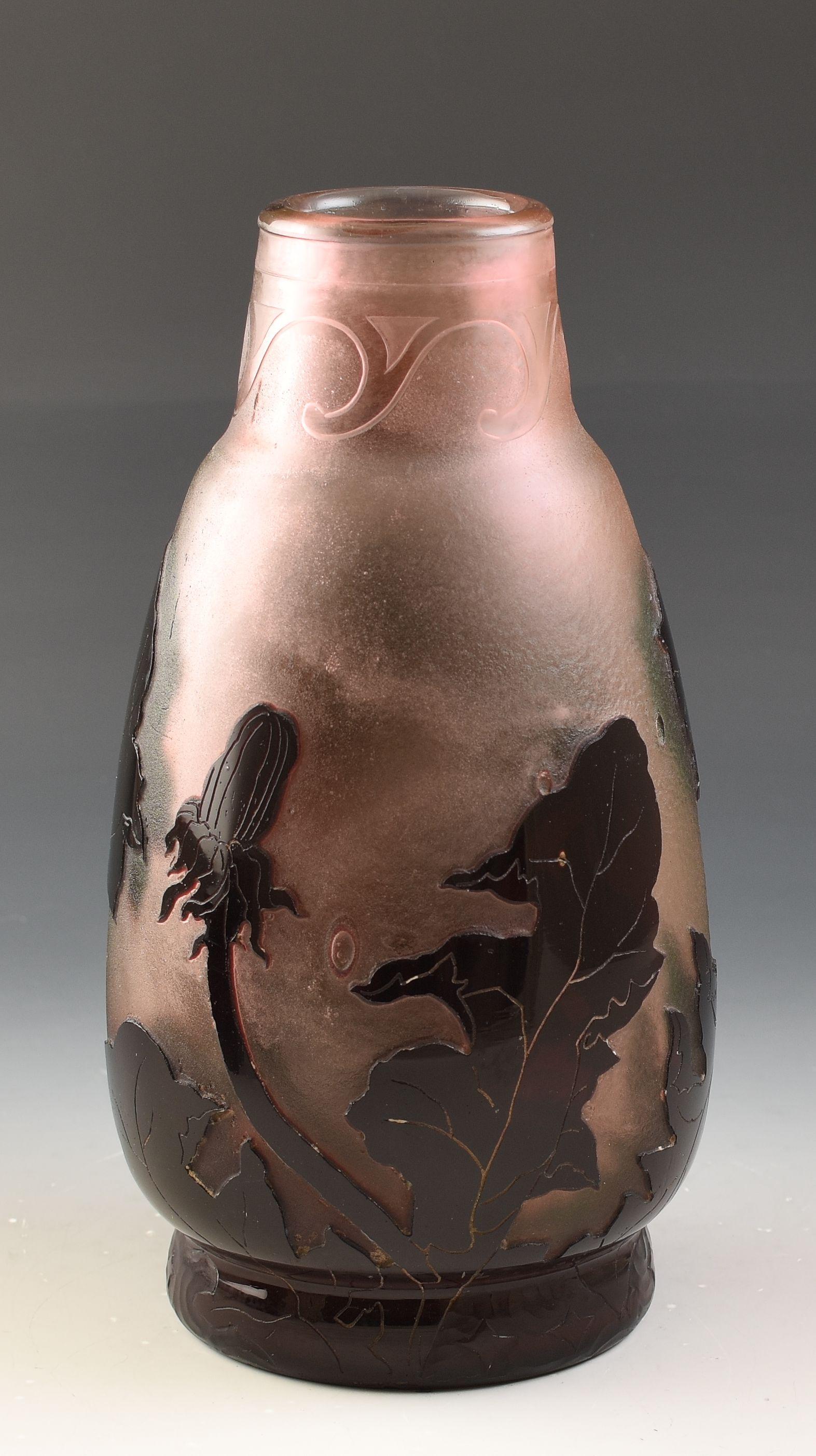 Daum freres RARE ACID CUT FIRE POLISHED CAMEO VASE C.1895 In Excellent Condition For Sale In Stourbridge, GB