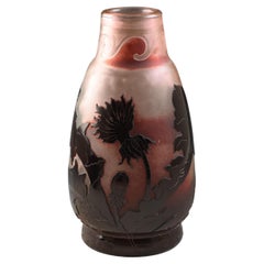 Daum freres SELTENE ACID CUT FIRE POLISHED CAMEO VASE C.1895