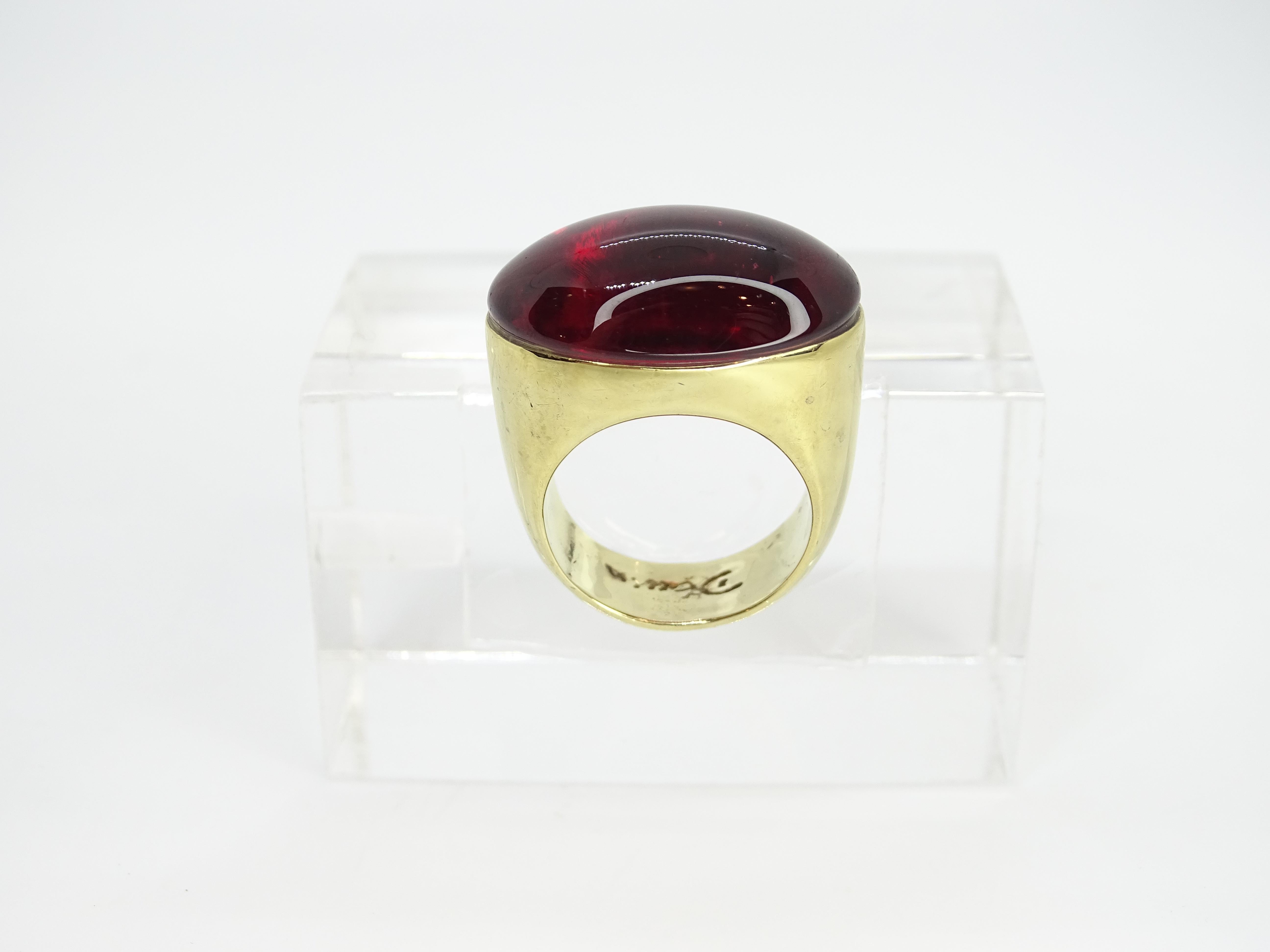 Daum Granatkristall vergoldeter französischer Ring im Angebot 5