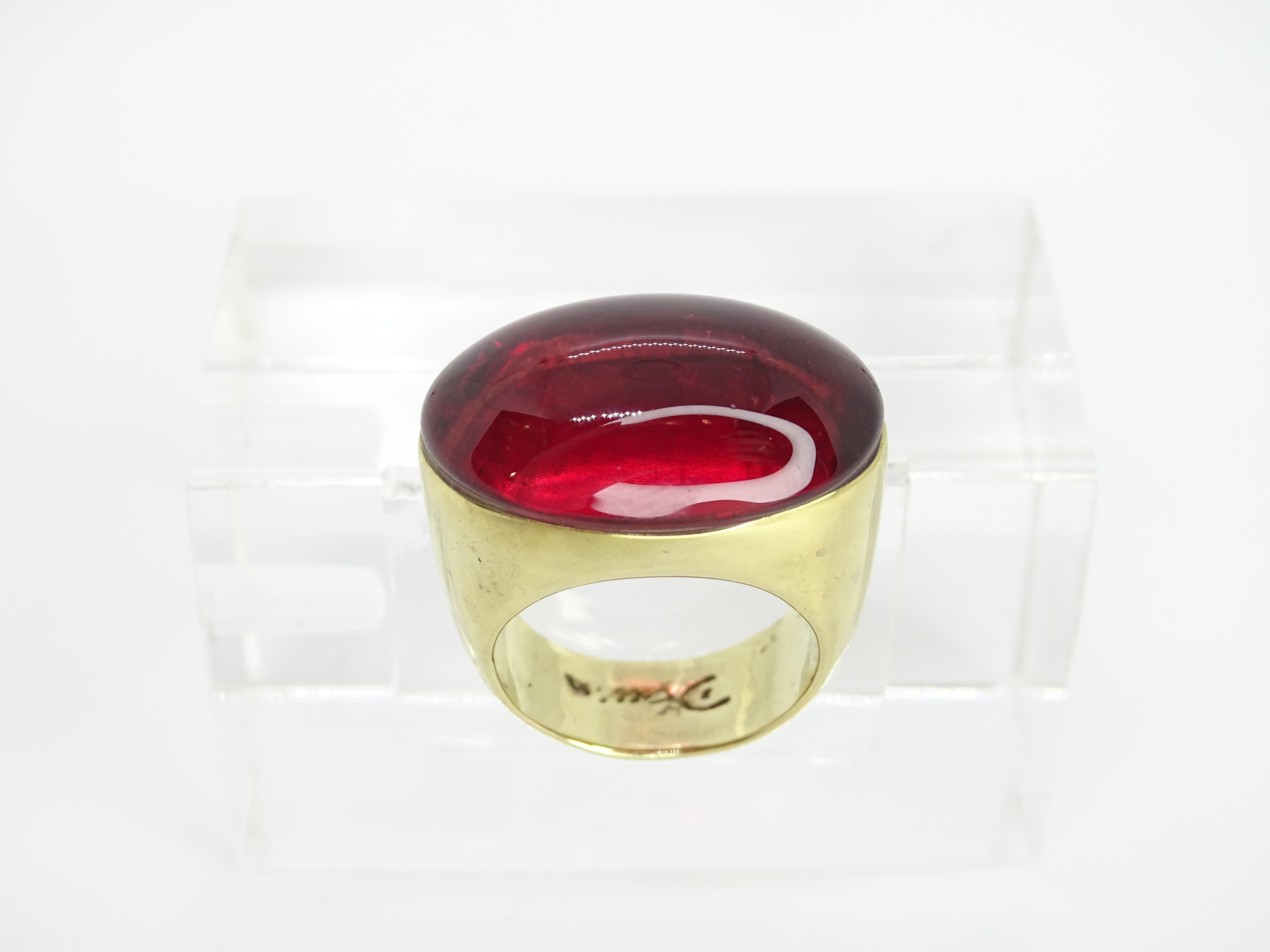 Daum Granatkristall vergoldeter französischer Ring im Angebot 6