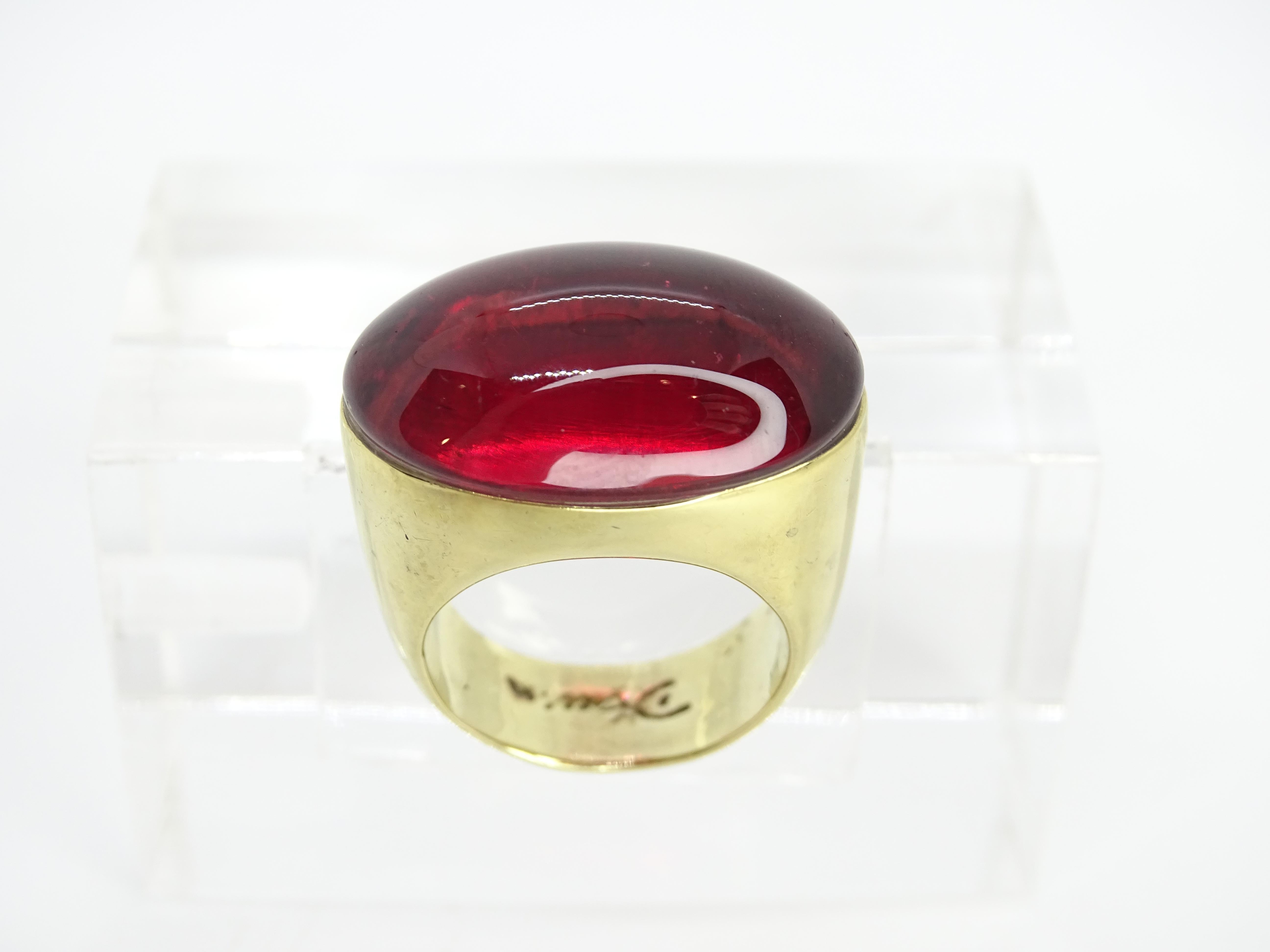 Daum Granatkristall vergoldeter französischer Ring im Angebot 7