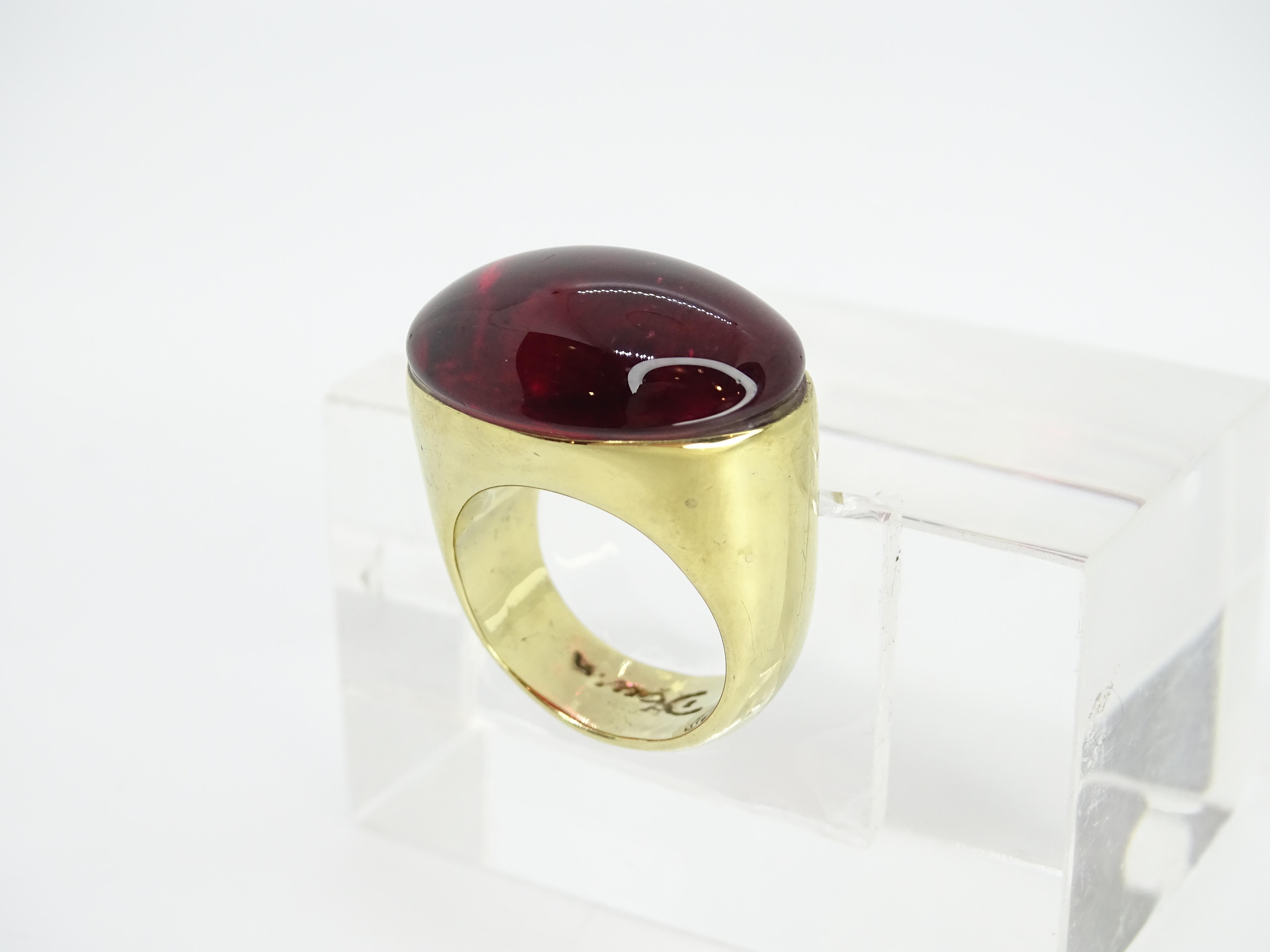 Daum Granatkristall vergoldeter französischer Ring im Angebot 8