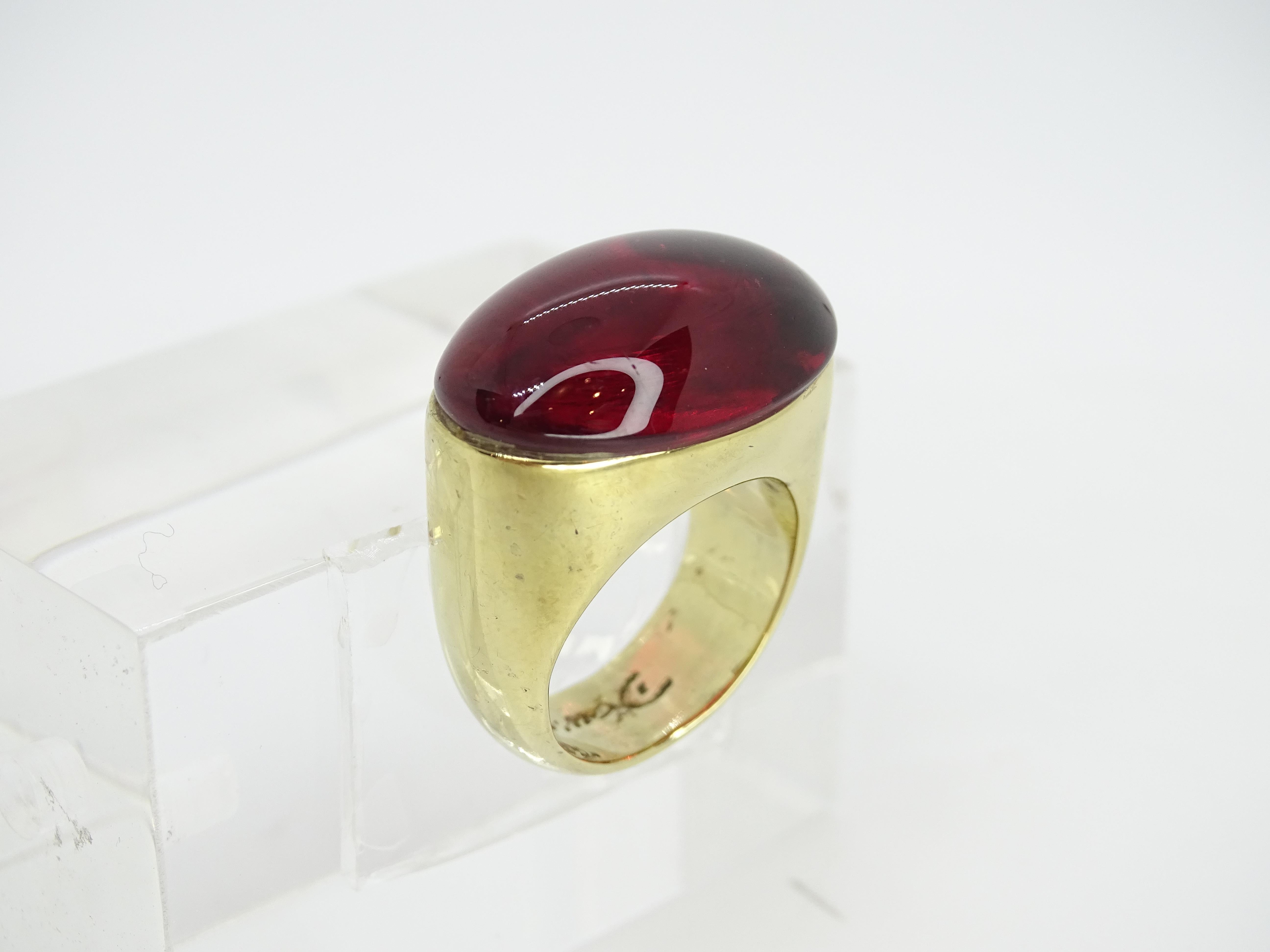 Daum Granatkristall vergoldeter französischer Ring im Angebot 9