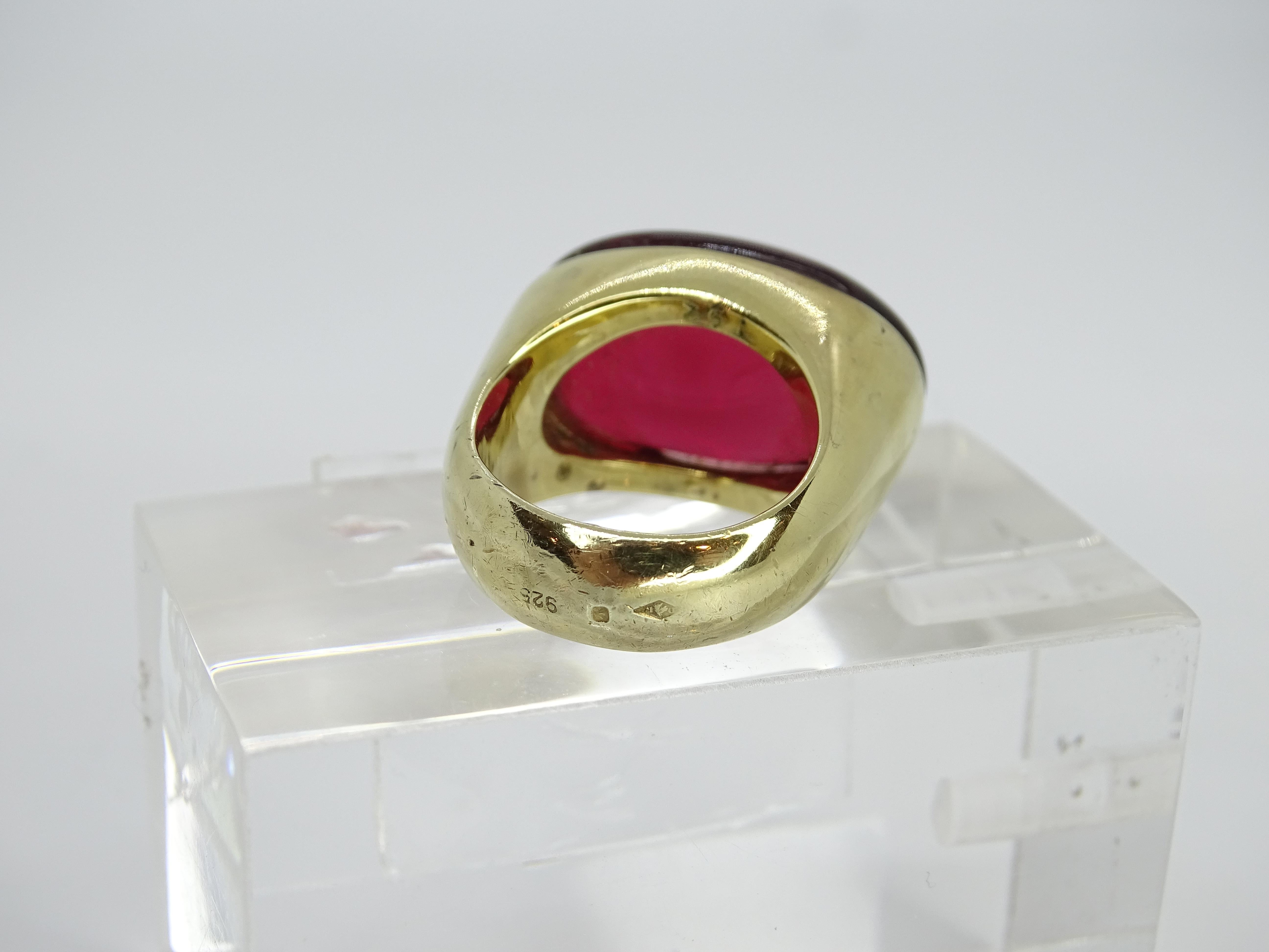 Daum Granatkristall vergoldeter französischer Ring im Angebot 11