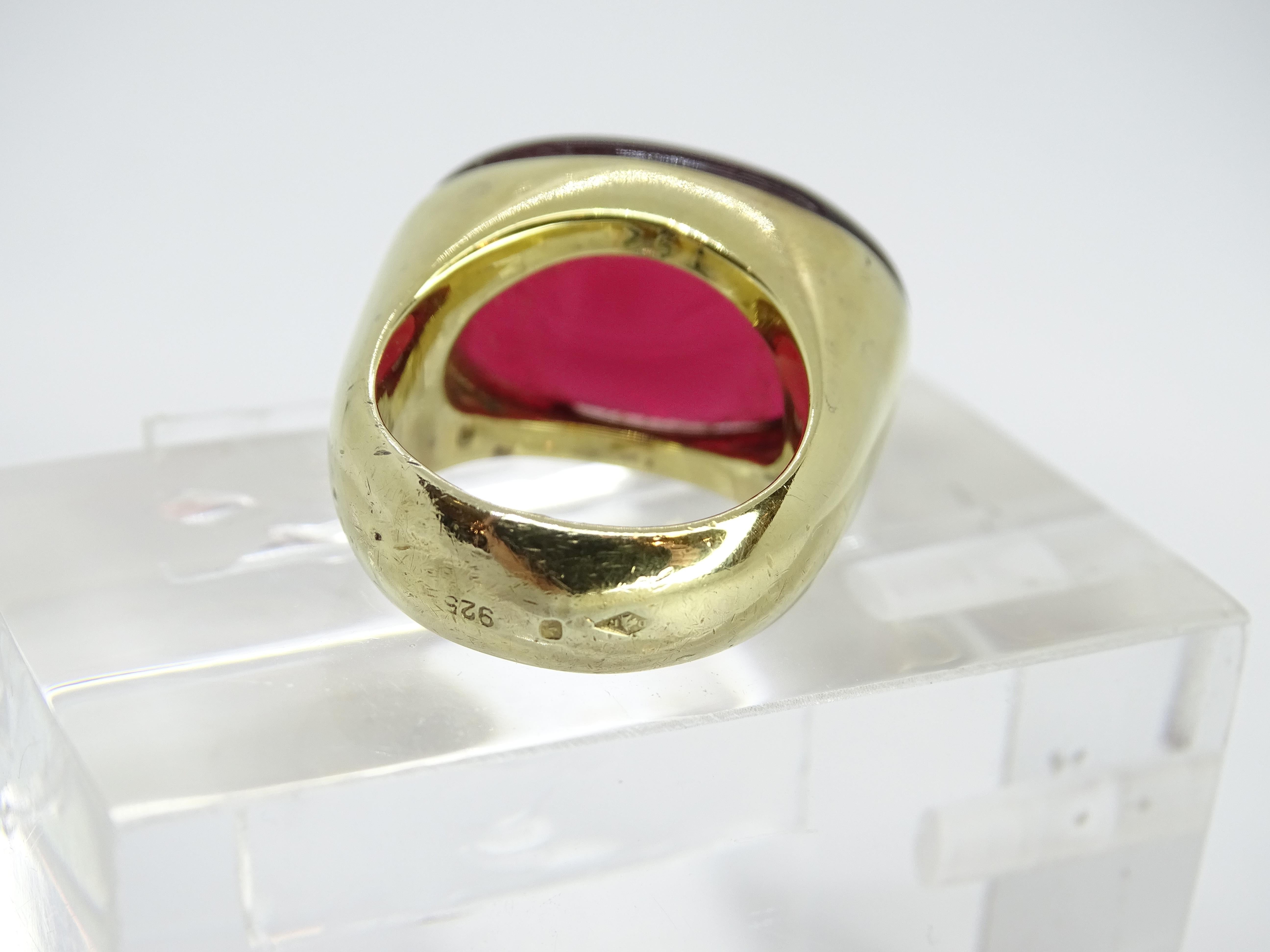 Daum Granatkristall vergoldeter französischer Ring im Angebot 12