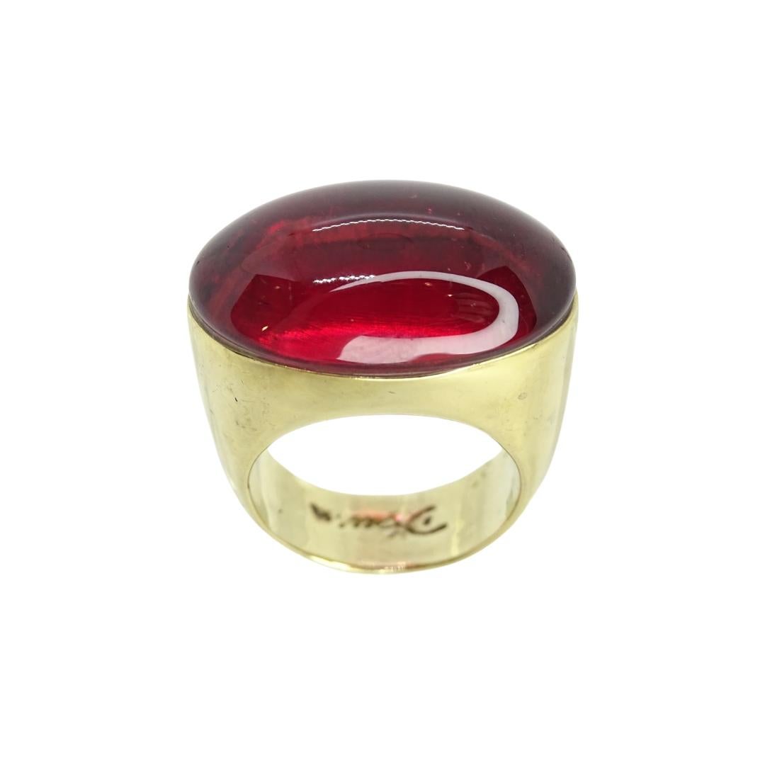 Daum Granatkristall vergoldeter französischer Ring (Art nouveau) im Angebot