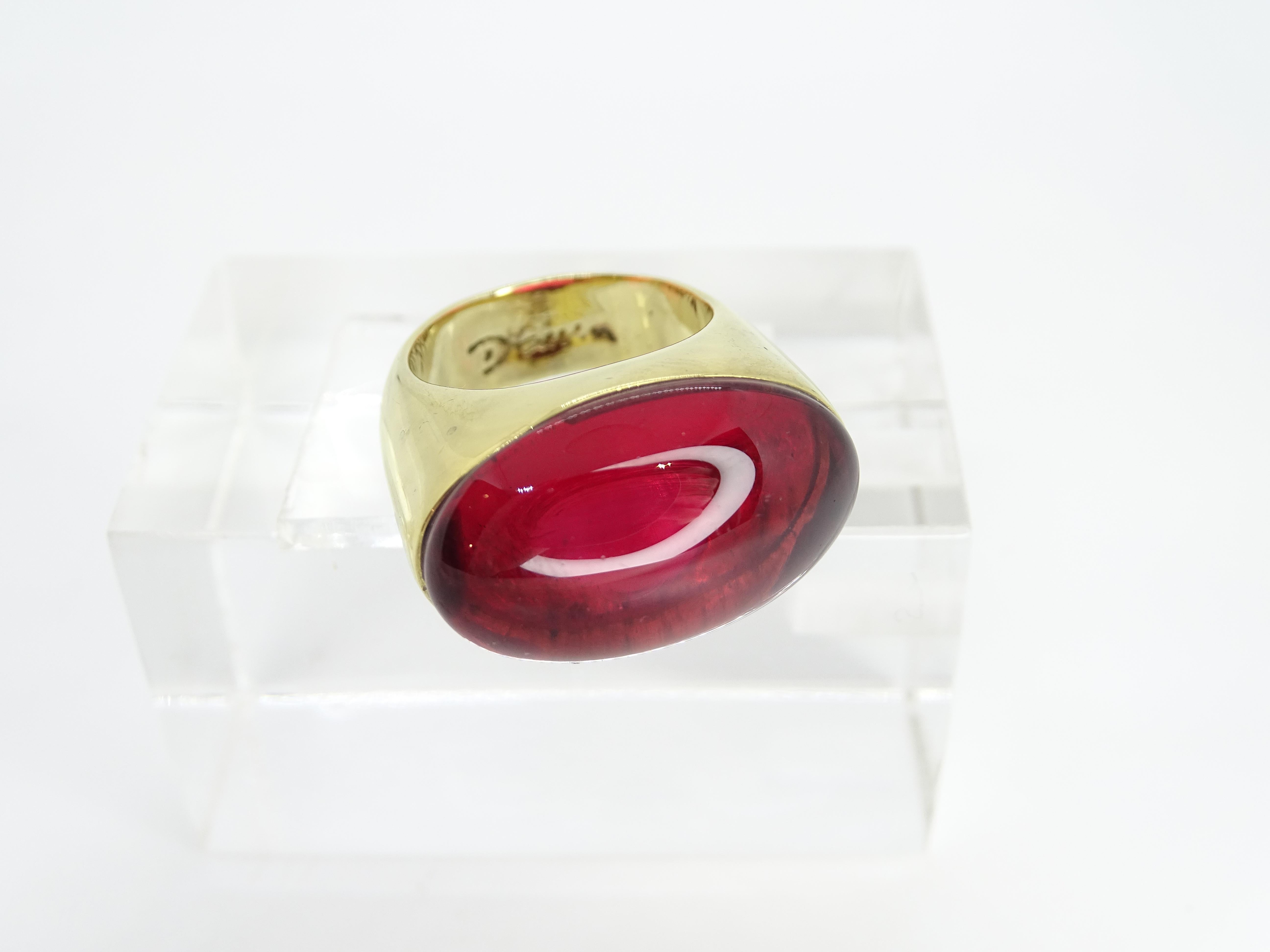 Daum Granatkristall vergoldeter französischer Ring im Angebot 1
