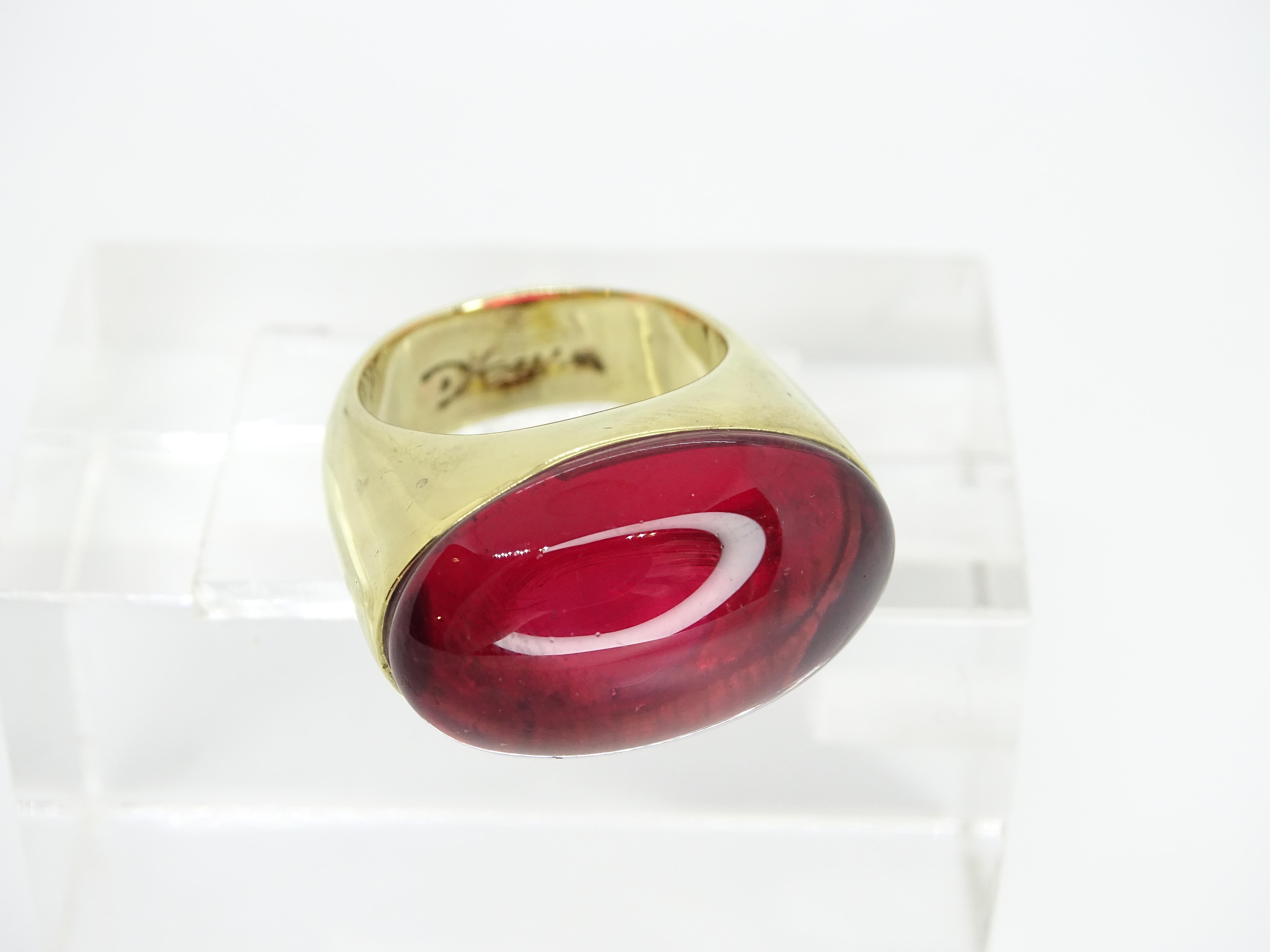 Daum Granatkristall vergoldeter französischer Ring im Angebot 2