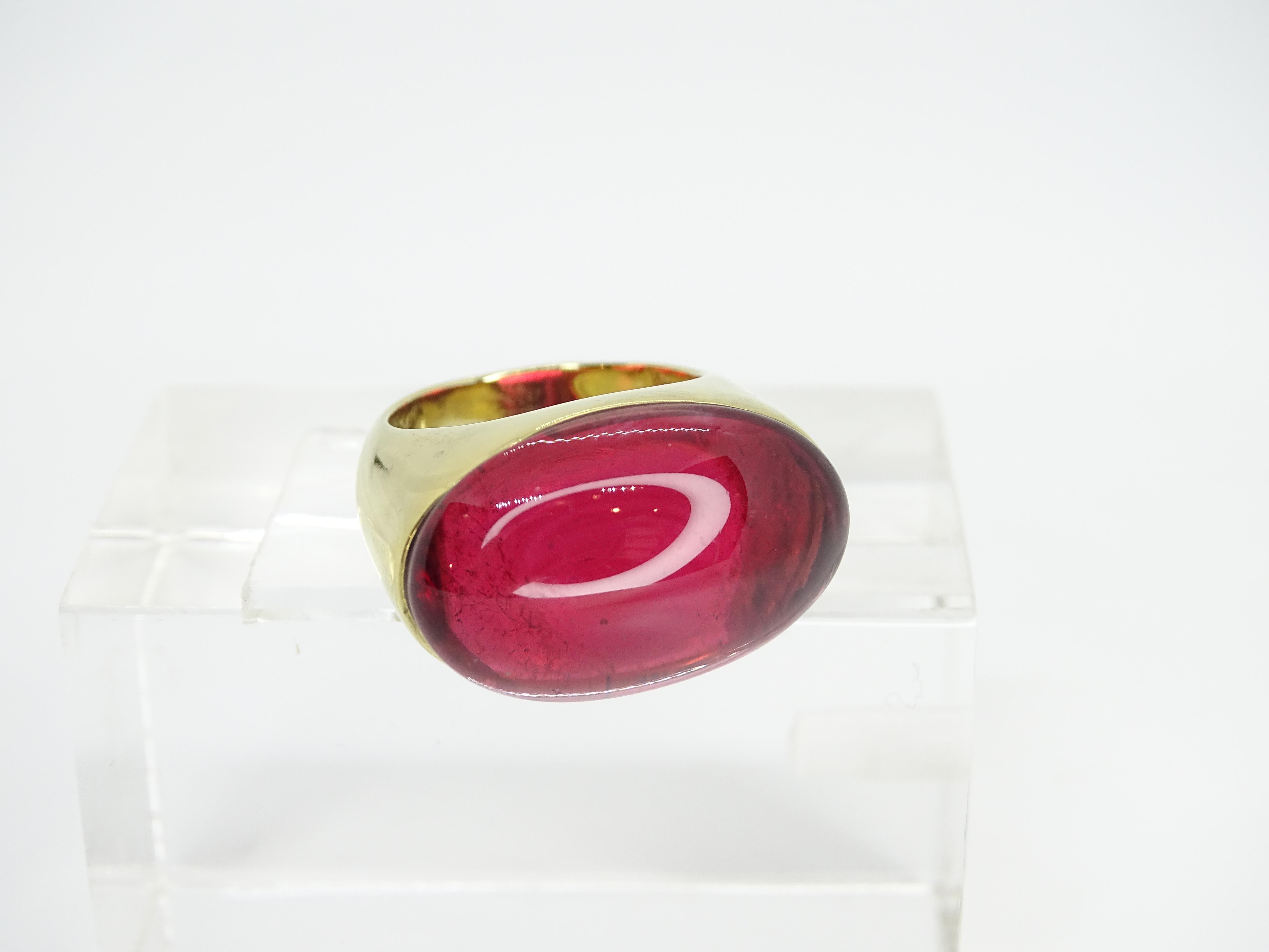 Daum Granatkristall vergoldeter französischer Ring im Angebot 3