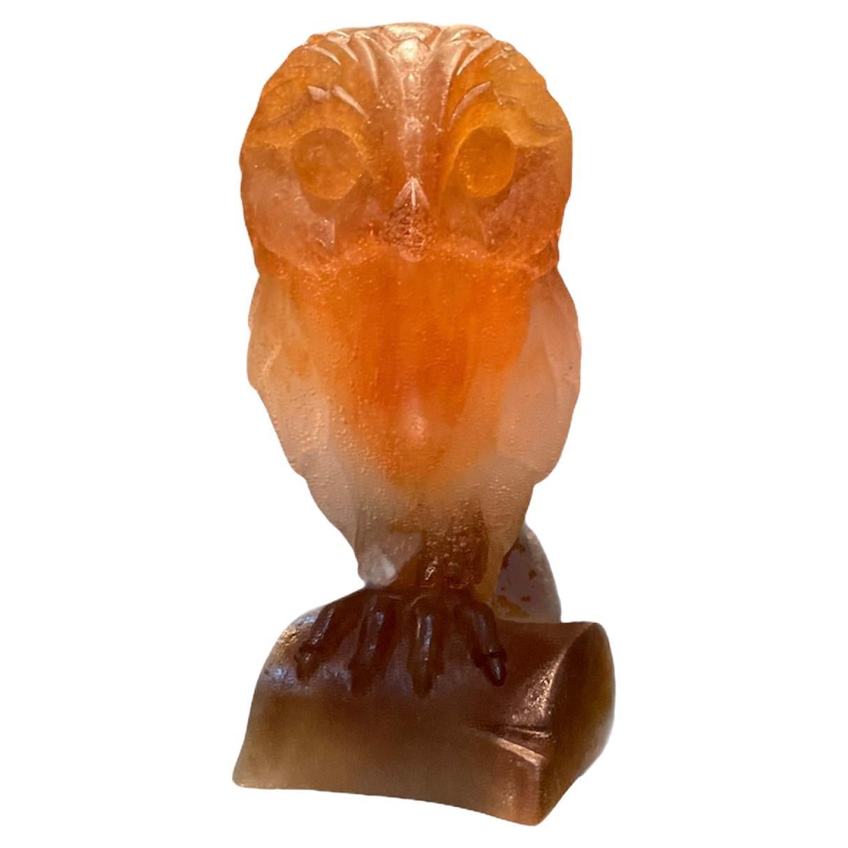 Daum Glass France Pate de Verre Owl Figurine/Sculpture