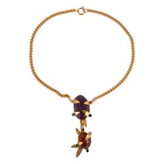 Collana Daum in metallo dorato con pasta di vetro e strass