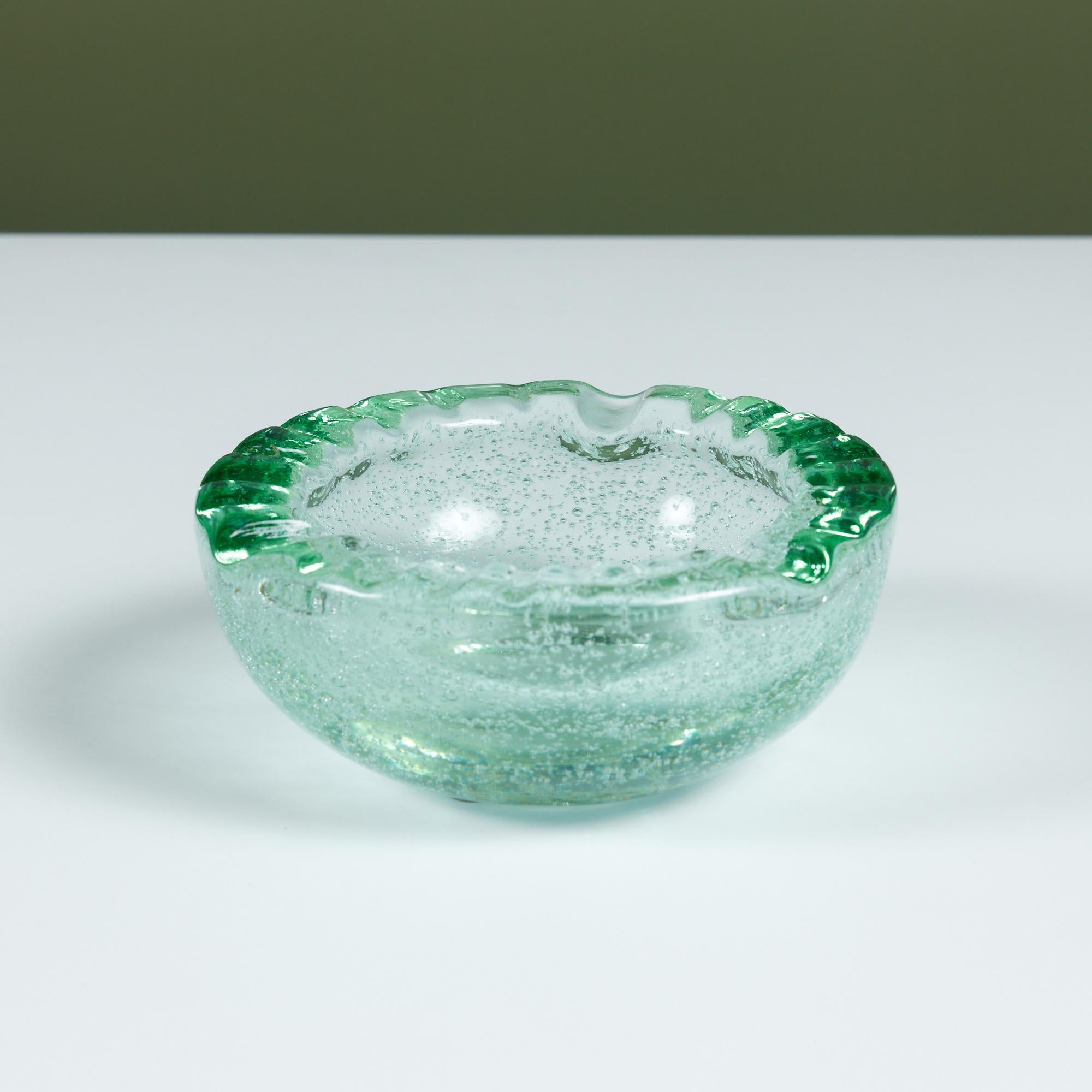 Daum Green Bubble Crystal Ashtray 1