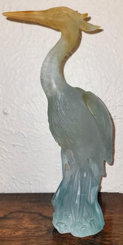 Daum Heron Pate de Verre Art Glass Sculpture
