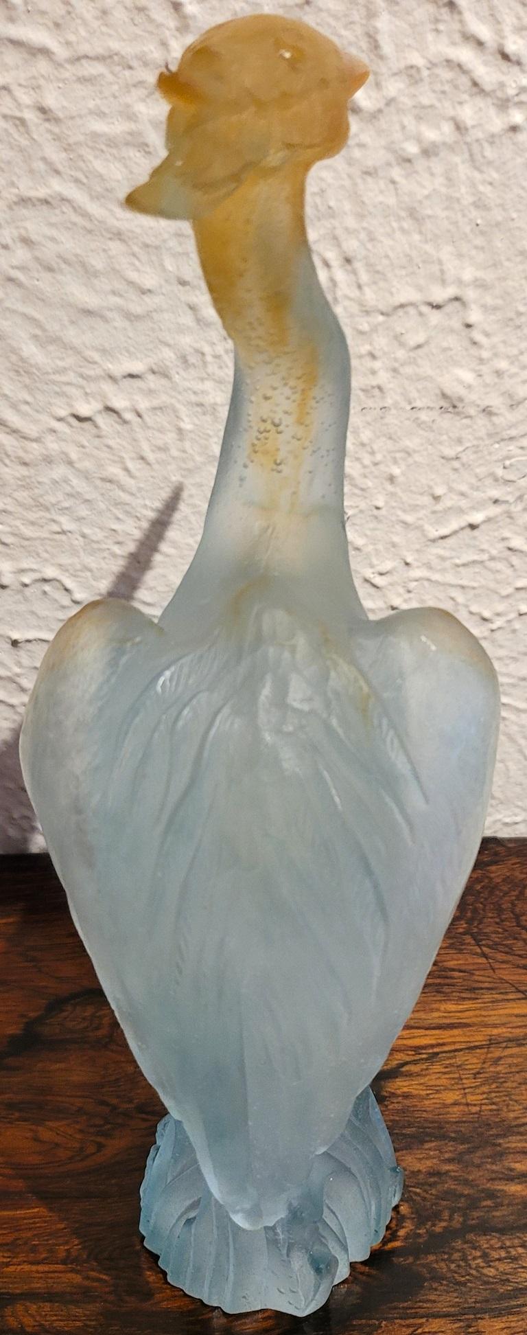 20th Century Daum Heron Pate de Verre Art Glass Sculpture For Sale