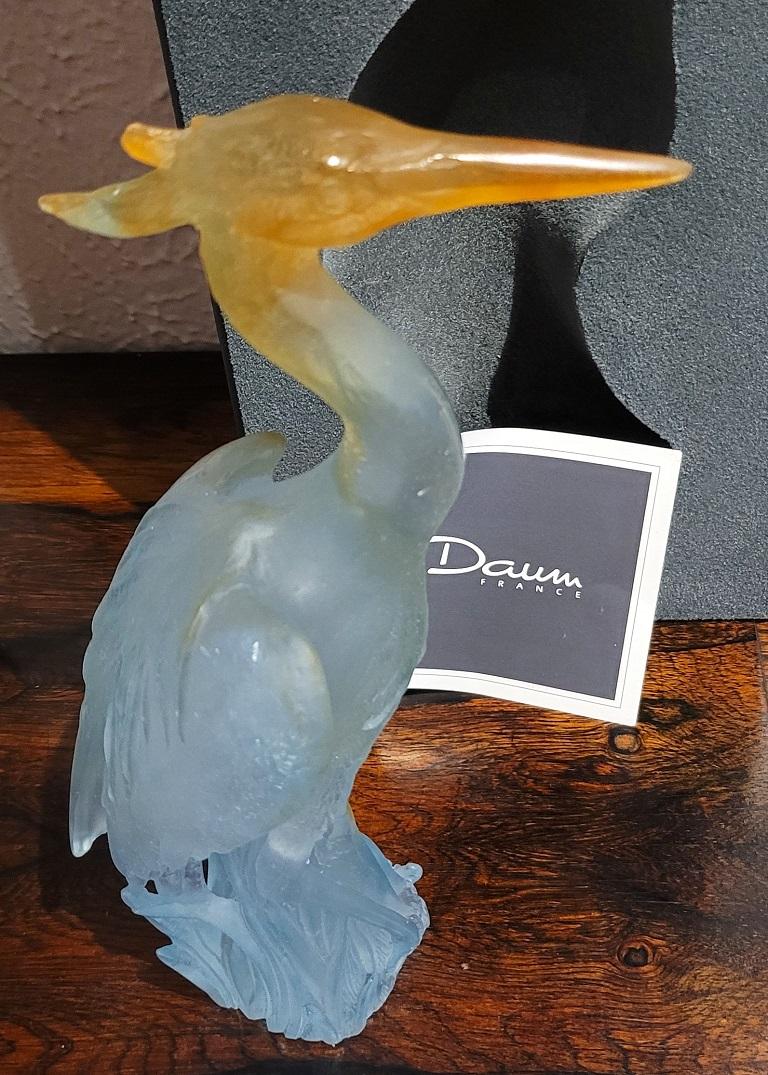 Daum Heron Pate de Verre Art Glass Sculpture For Sale 2