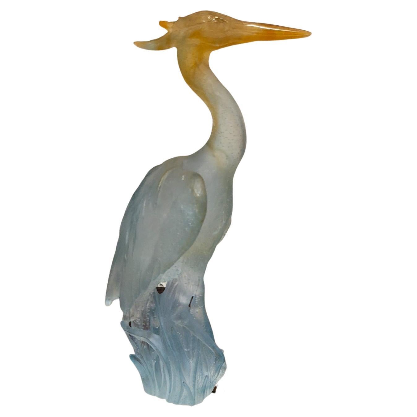 Daum Heron Pate de Verre Art Glass Sculpture