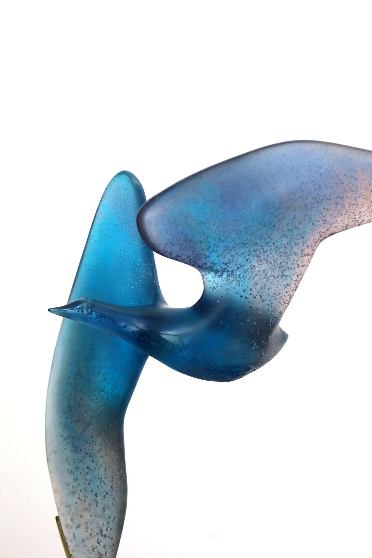DAUM ¨LA MOUETTE¨ Escultura de vidrio paté de vidrio de Claude Lhoste 2