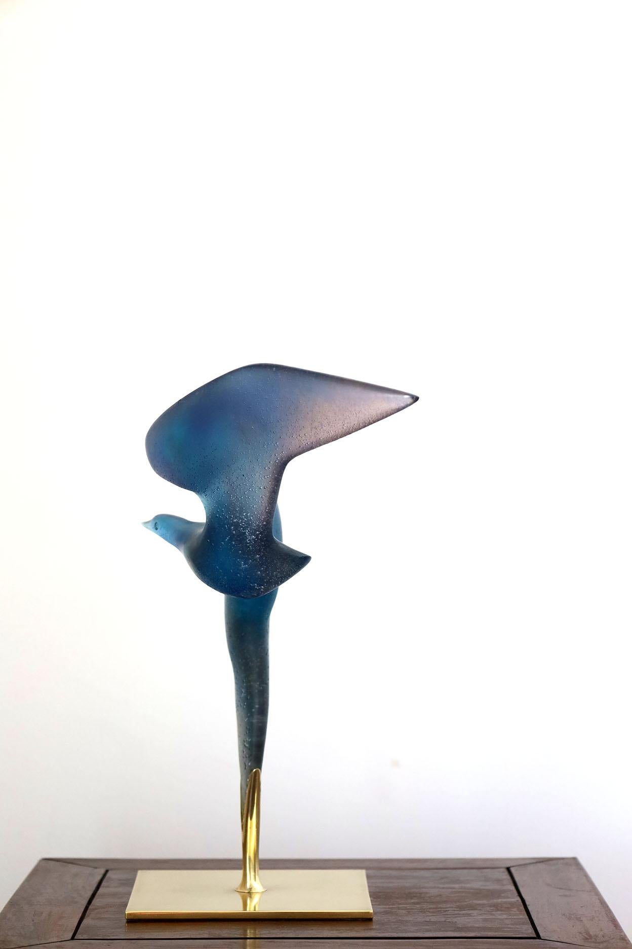 DAUM ¨LA MOUETTE¨ Escultura de vidrio paté de vidrio de Claude Lhoste Moderno