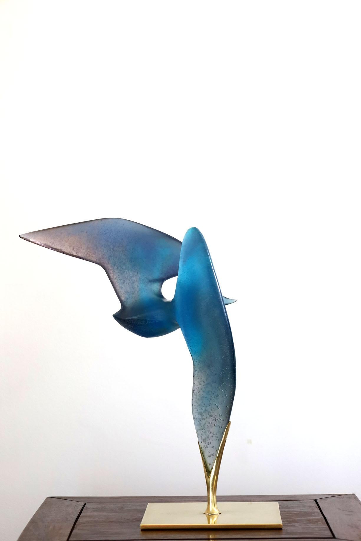 DAUM ¨LA MOUETTE¨ Escultura de vidrio paté de vidrio de Claude Lhoste en Bueno Estado en Mérida, YU