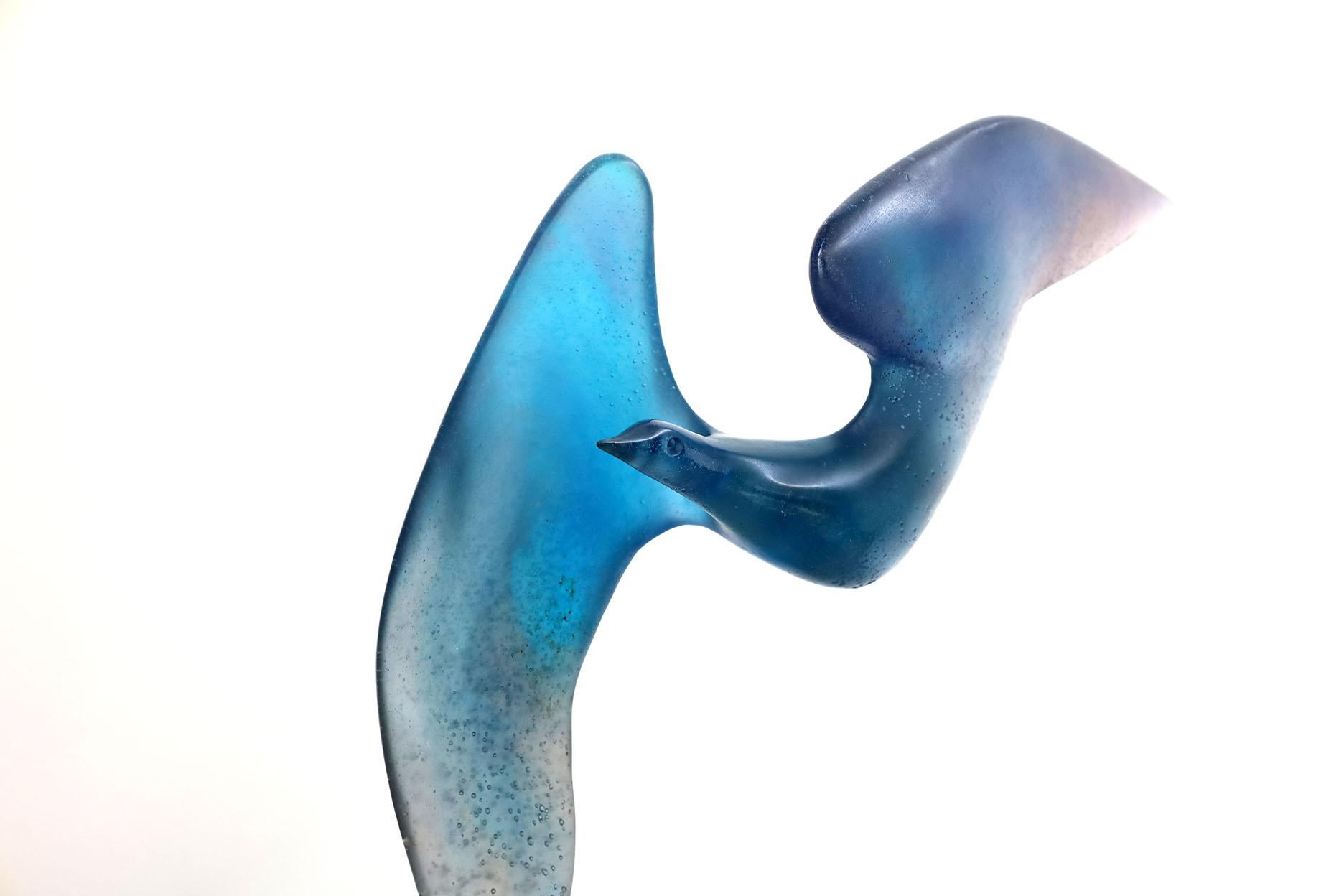 DAUM ¨LA MOUETTE¨ Escultura de vidrio paté de vidrio de Claude Lhoste 1