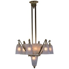 Daum/Lorrain 1920s French Art Deco Chandelier