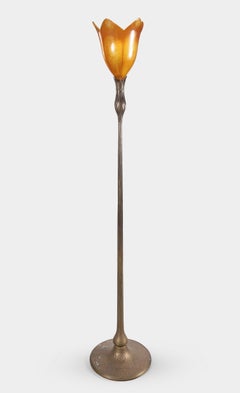 Daum, "Magnolias" Floor Lamp, Blown Glass and Bronze, circa 1990