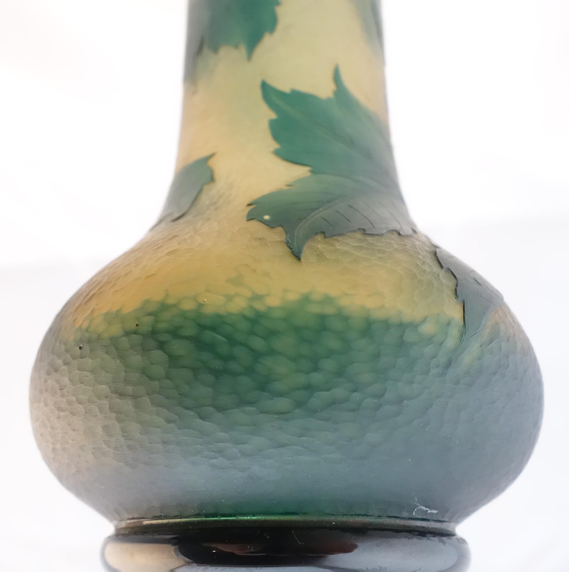 Art Nouveau Daum Martele, Acid Etched and Wheel Cut Vase For Sale